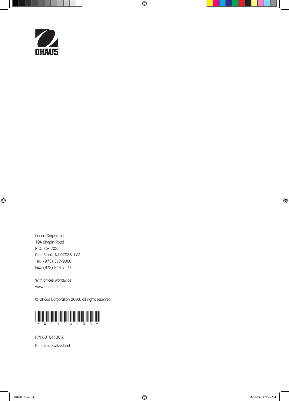 Rice Lake Discovery Series Semi-Micro and Analytical, Ohaus User Manual | Page 52 / 52