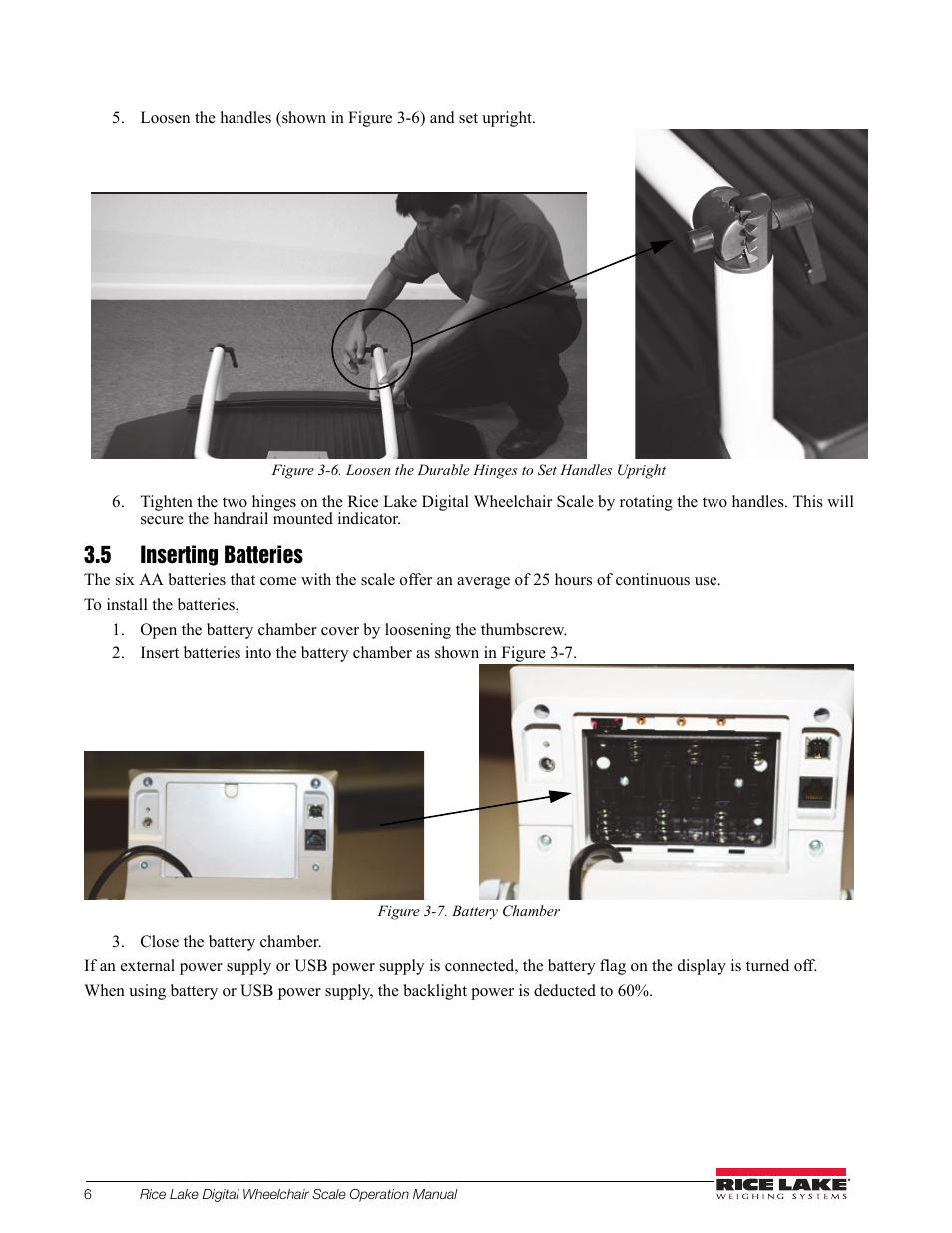 5 inserting batteries | Rice Lake Dual Ramp Wheelchair Scale (350-10-3) - RL350-10 Operation Instructions User Manual | Page 10 / 24