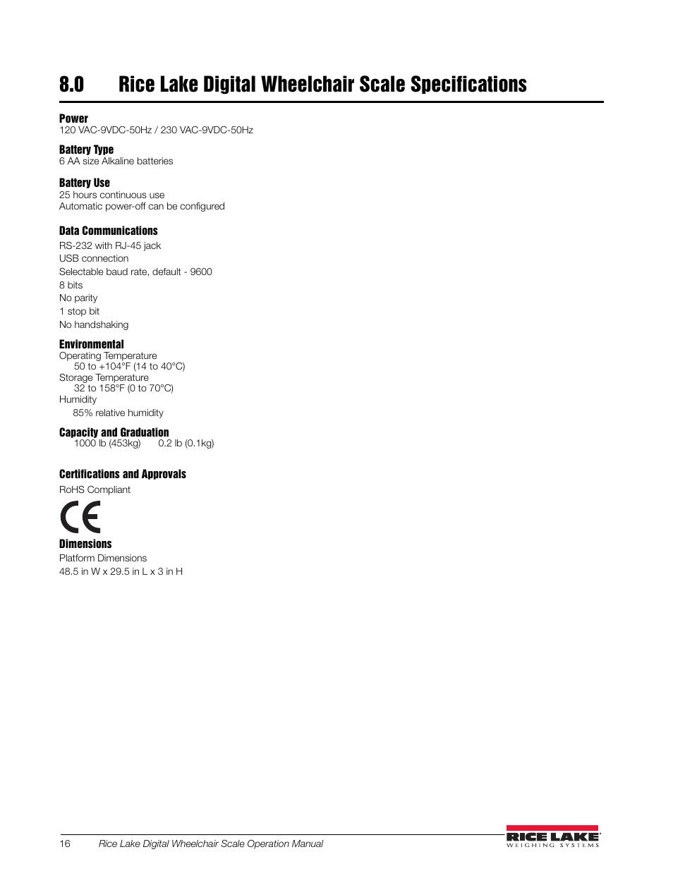 Rice Lake Dual Ramp Wheelchair Scale (350-10-3) - RL350-10 Operation Instructions User Manual | Page 20 / 24