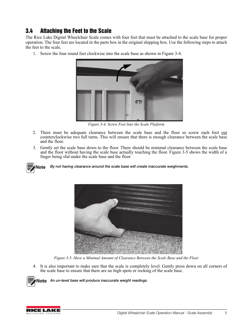 4 attaching the feet to the scale | Rice Lake Dual Ramp Wheelchair Scale (350-10-3) - RL350-10 Operation Instructions User Manual | Page 9 / 24