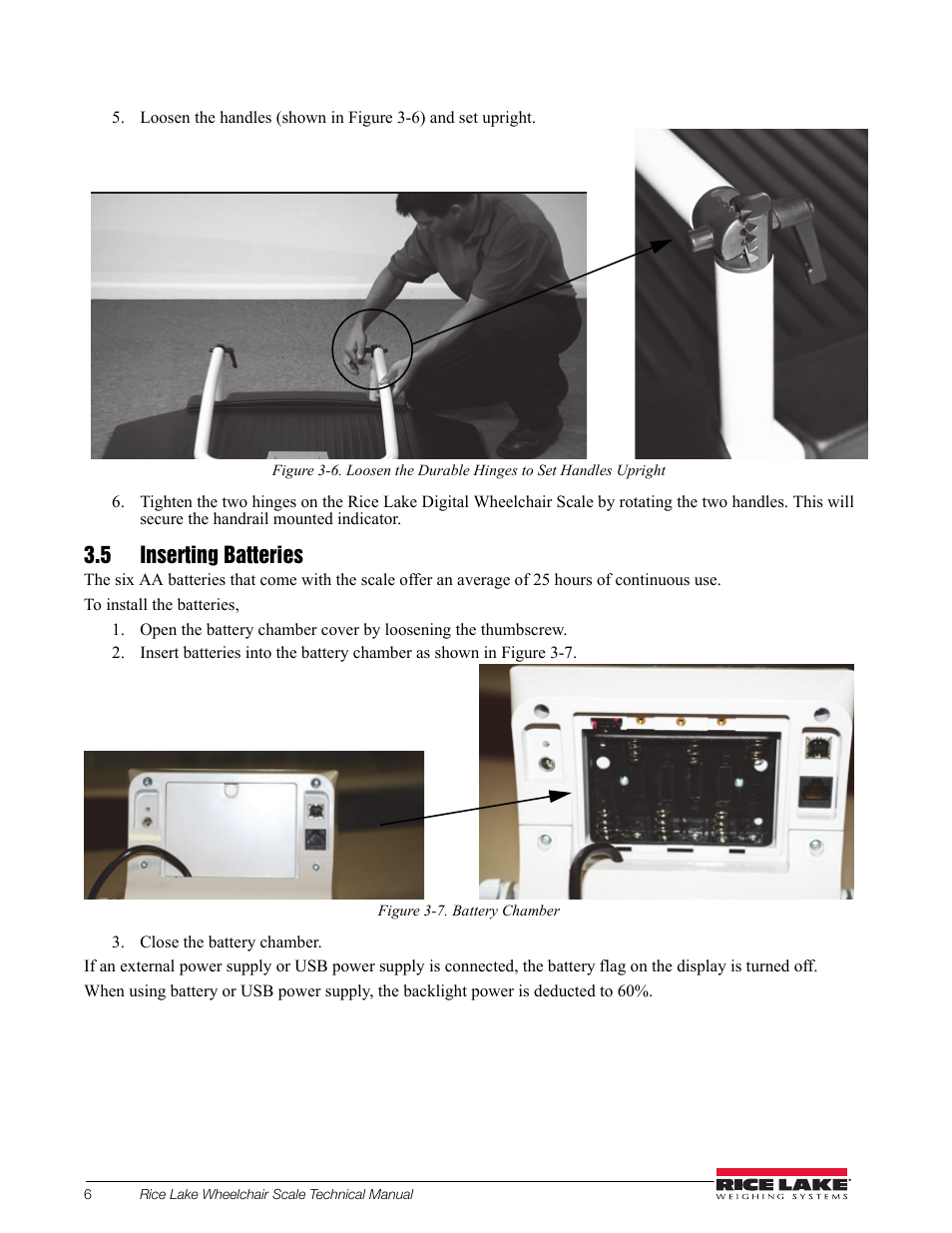 5 inserting batteries | Rice Lake Dual Ramp Wheelchair Scale (350-10-3) - RL350-10 Technical & Operating Instructions User Manual | Page 10 / 34