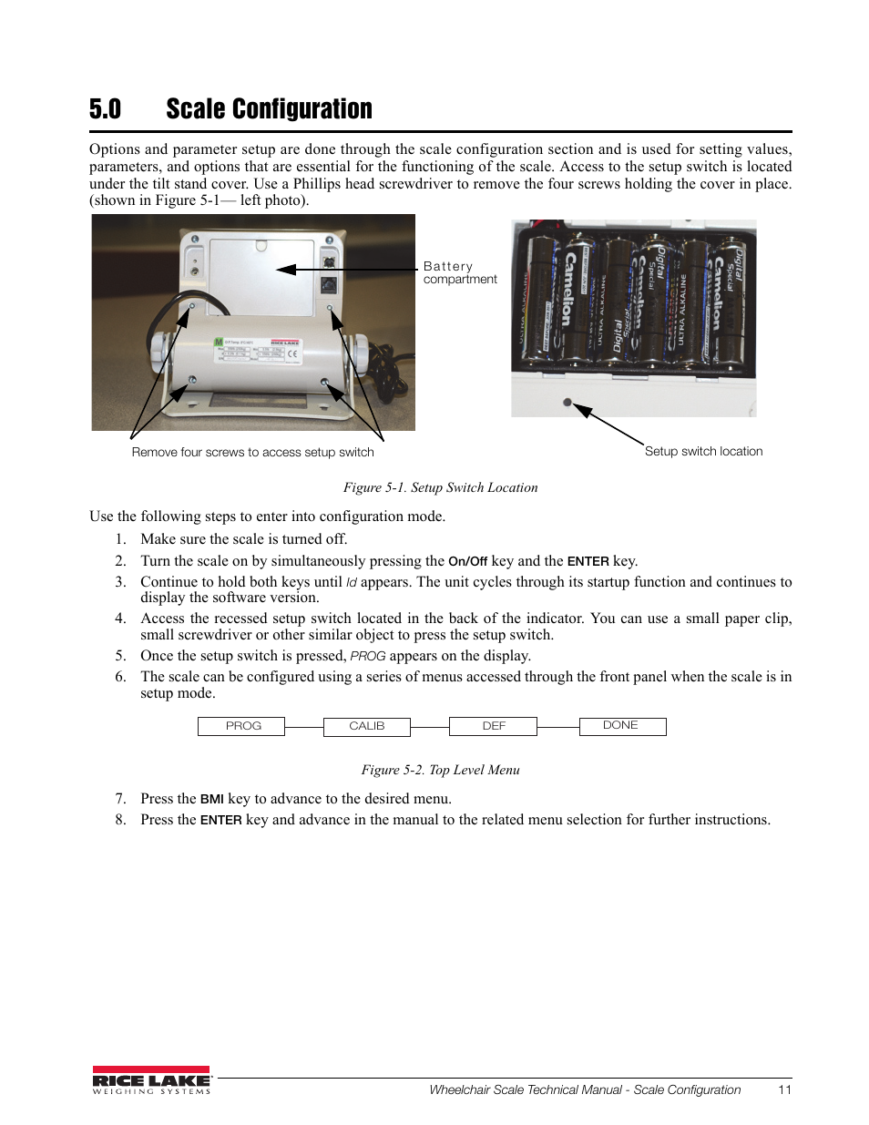 0 scale configuration | Rice Lake Dual Ramp Wheelchair Scale (350-10-3) - RL350-10 Technical & Operating Instructions User Manual | Page 15 / 34