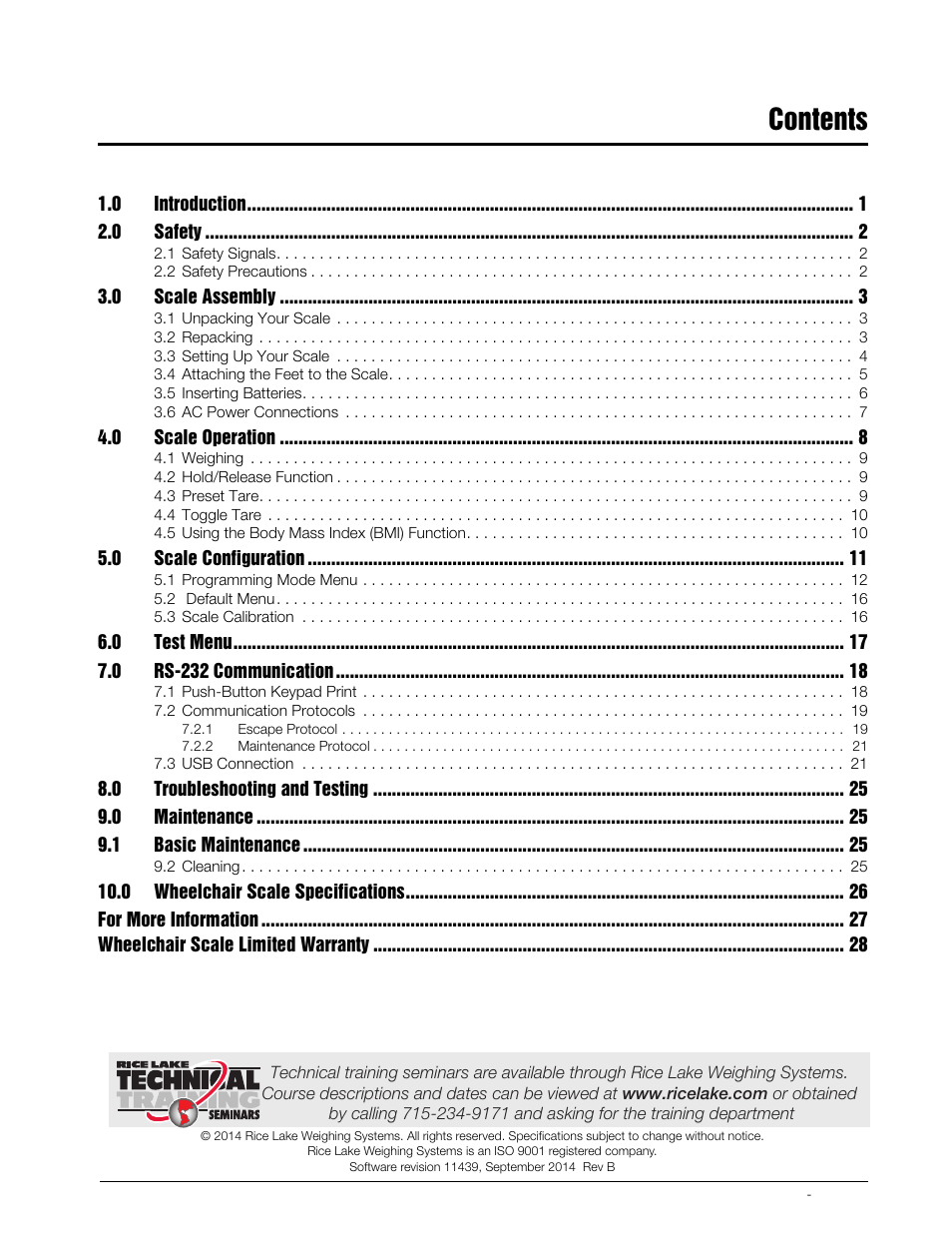 Rice Lake Dual Ramp Wheelchair Scale (350-10-3) - RL350-10 Technical & Operating Instructions User Manual | Page 3 / 34