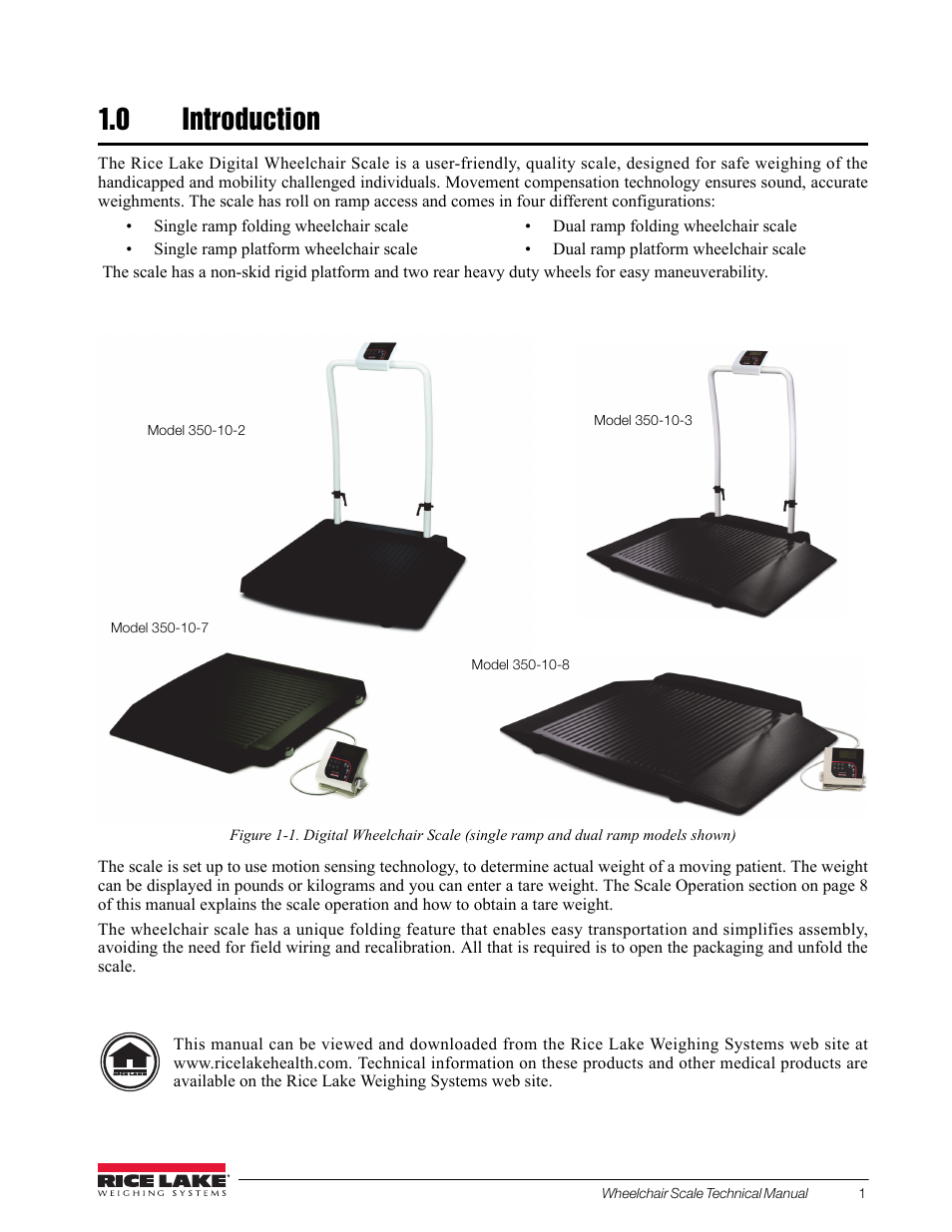 0 introduction | Rice Lake Dual Ramp Wheelchair Scale (350-10-3) - RL350-10 Technical & Operating Instructions User Manual | Page 5 / 34