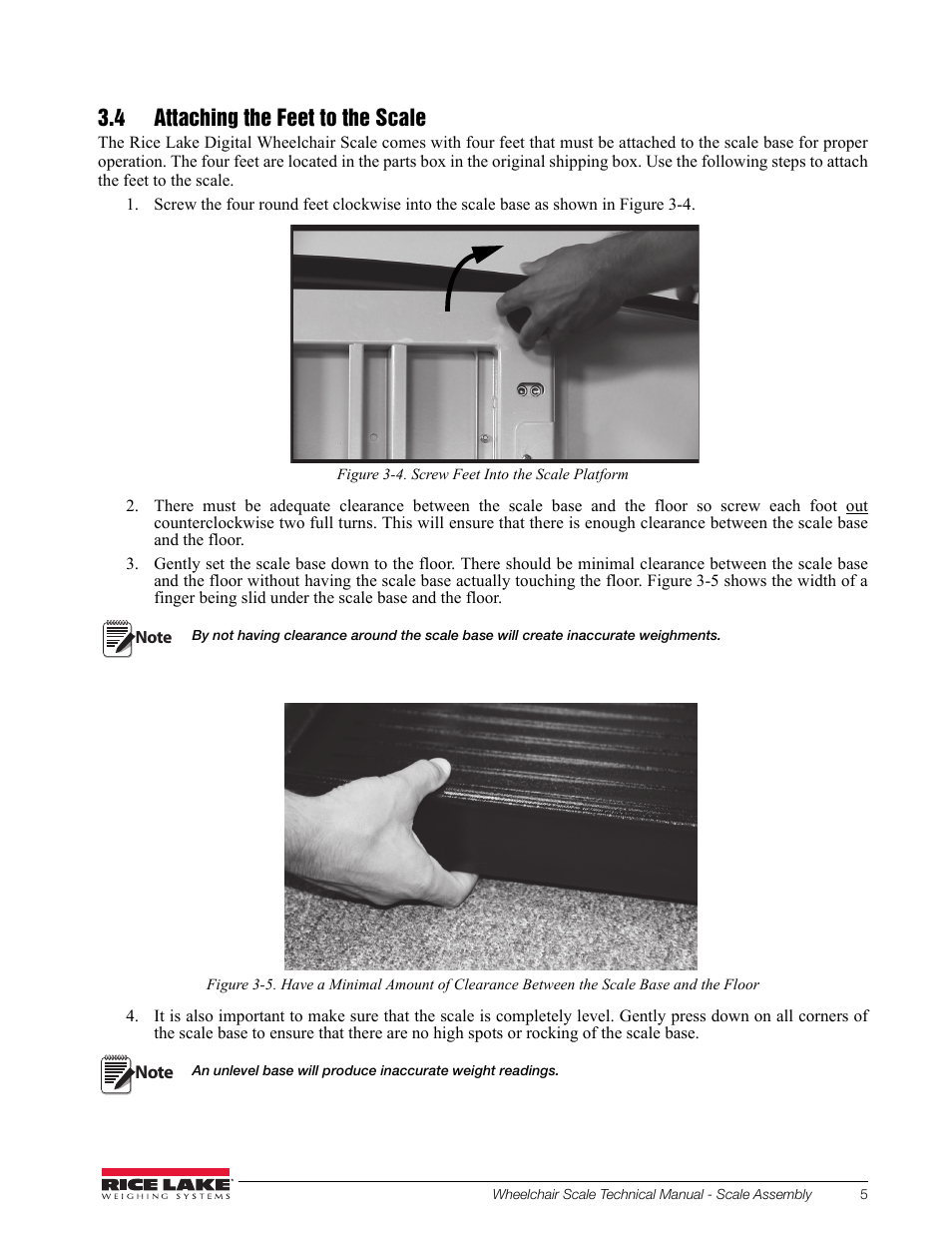 4 attaching the feet to the scale | Rice Lake Dual Ramp Wheelchair Scale (350-10-3) - RL350-10 Technical & Operating Instructions User Manual | Page 9 / 34