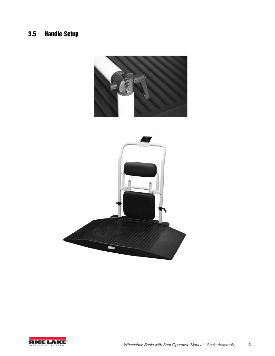 5 handle setup | Rice Lake Dual Ramp Wheelchair Platform Scale with Seat (350-10-4) User Manual | Page 9 / 24