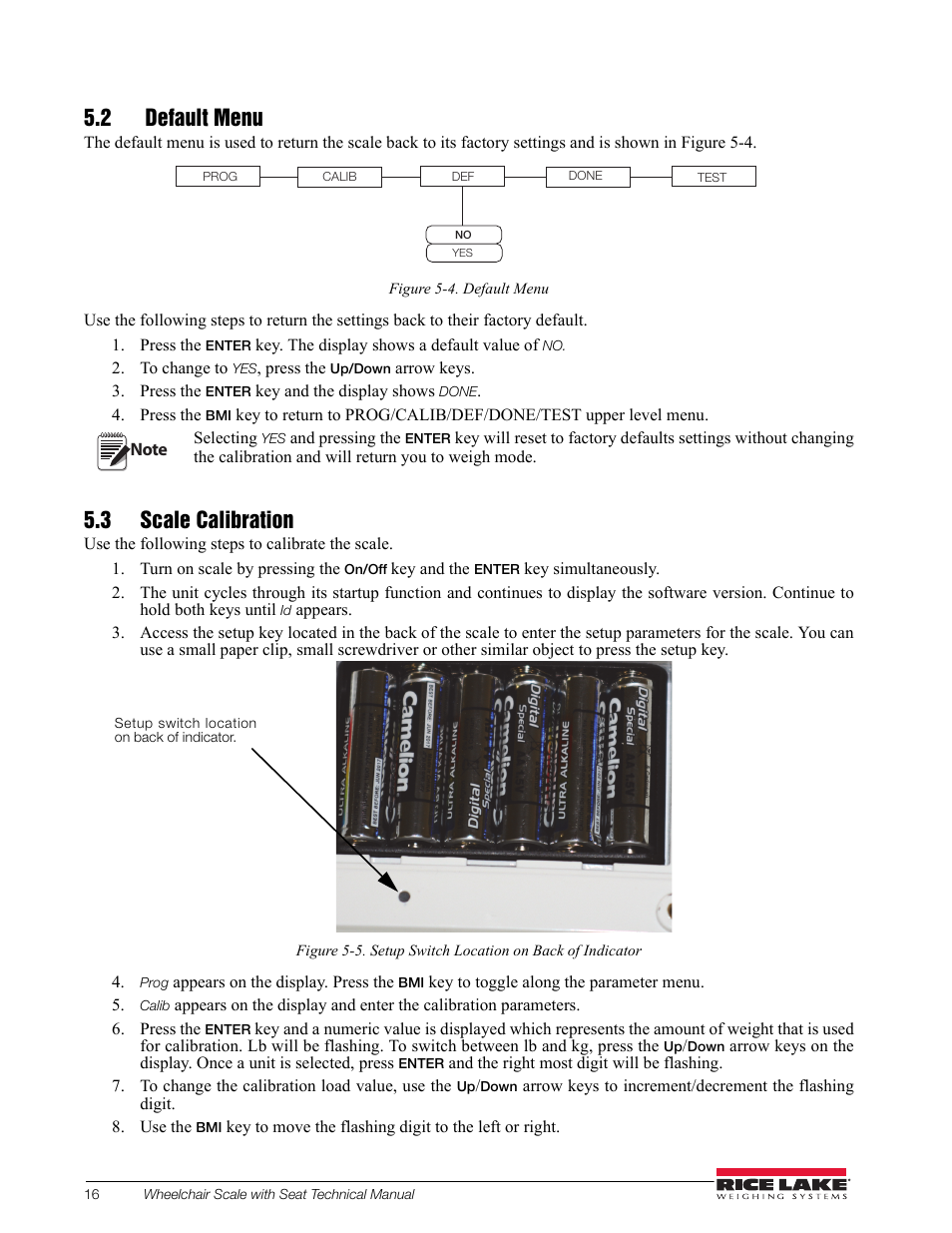 2 default menu, 3 scale calibration | Rice Lake Dual Ramp Wheelchair Platform Scale with Seat (350-10-4) - Rice Lake User Manual | Page 20 / 34