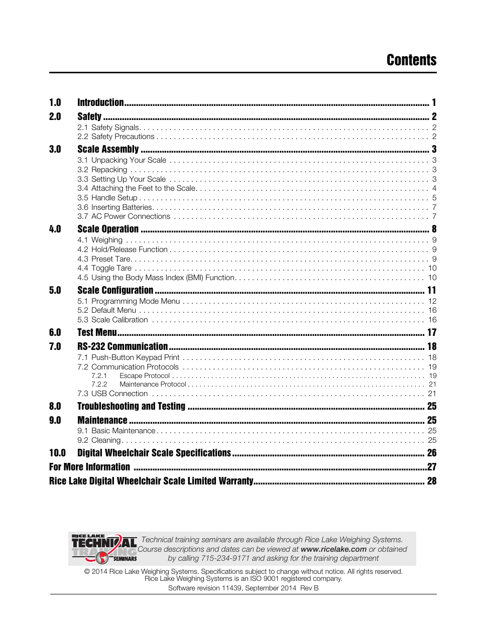 Rice Lake Dual Ramp Wheelchair Platform Scale with Seat (350-10-4) - Rice Lake User Manual | Page 3 / 34