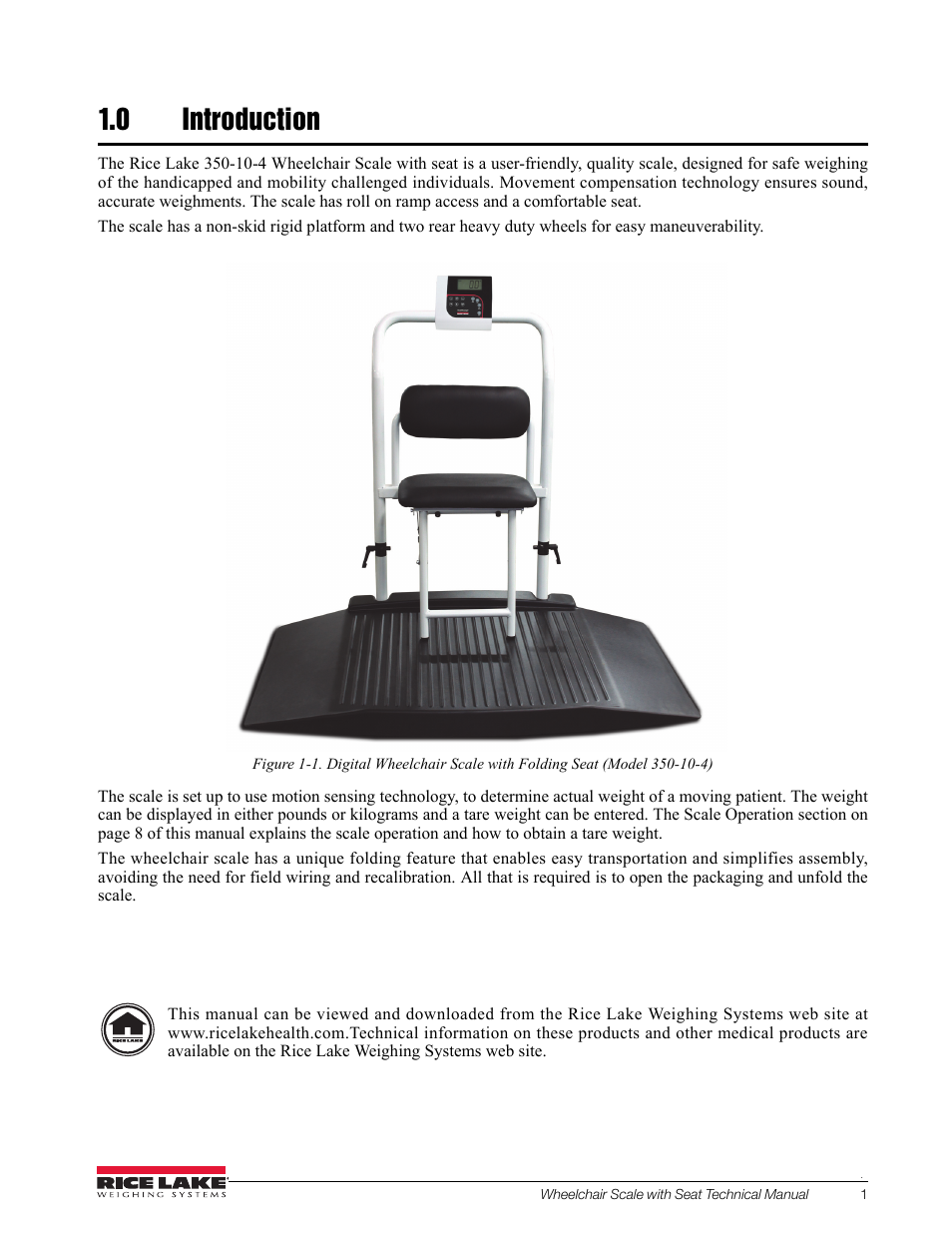 0 introduction | Rice Lake Dual Ramp Wheelchair Platform Scale with Seat (350-10-4) - Rice Lake User Manual | Page 5 / 34