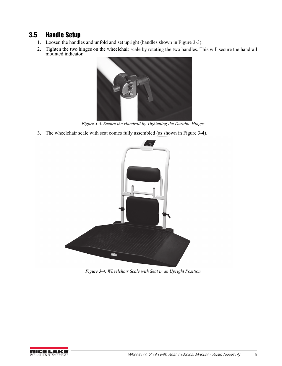 5 handle setup | Rice Lake Dual Ramp Wheelchair Platform Scale with Seat (350-10-4) - Rice Lake User Manual | Page 9 / 34