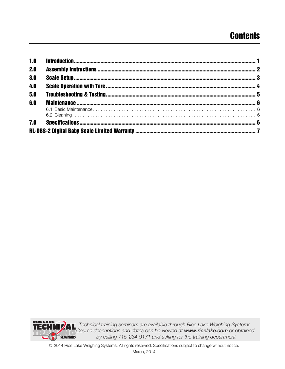 Rice Lake Dual Range Digital Baby Scale (RL-DBS-2) User Manual | Page 3 / 14