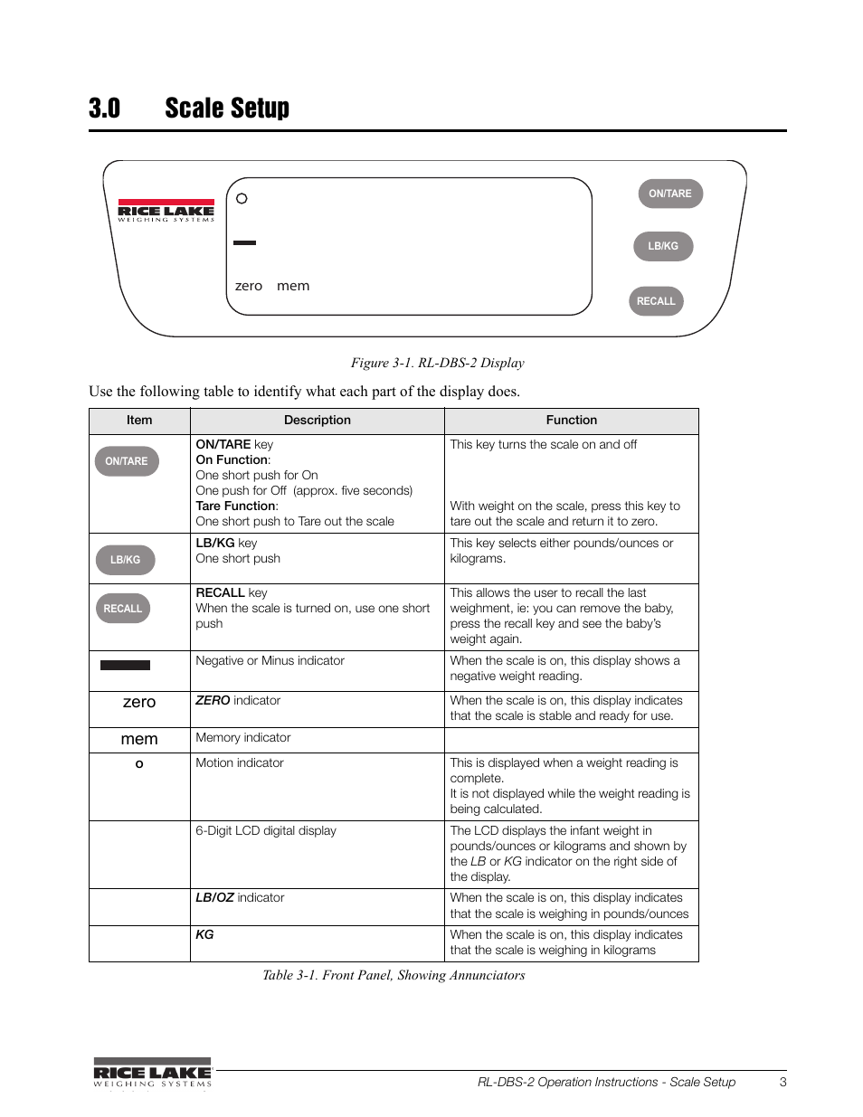 0 scale setup | Rice Lake Dual Range Digital Baby Scale (RL-DBS-2) User Manual | Page 7 / 14