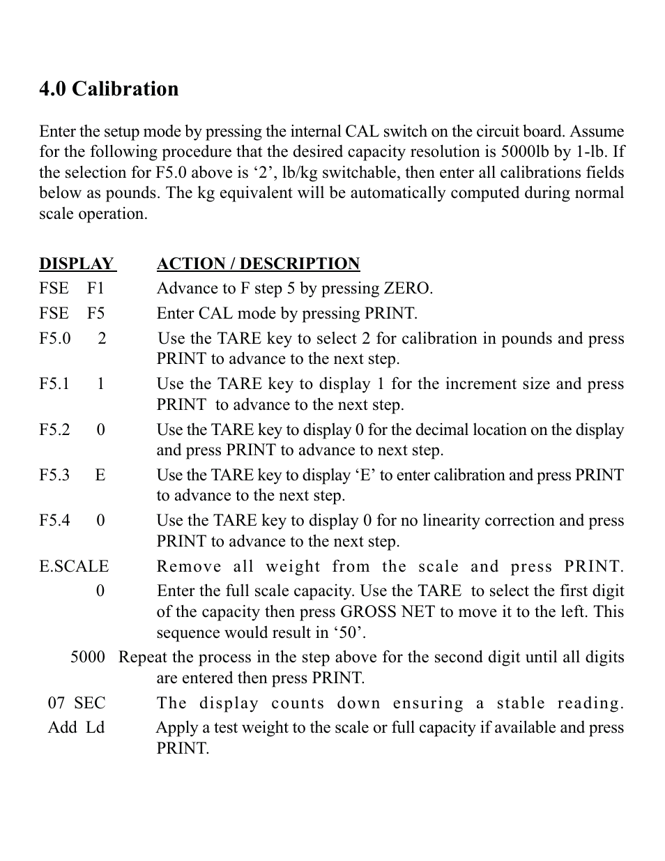 0 calibration | Rice Lake DWM-IV Digital Weighmeter Model 5 User Manual | Page 16 / 30