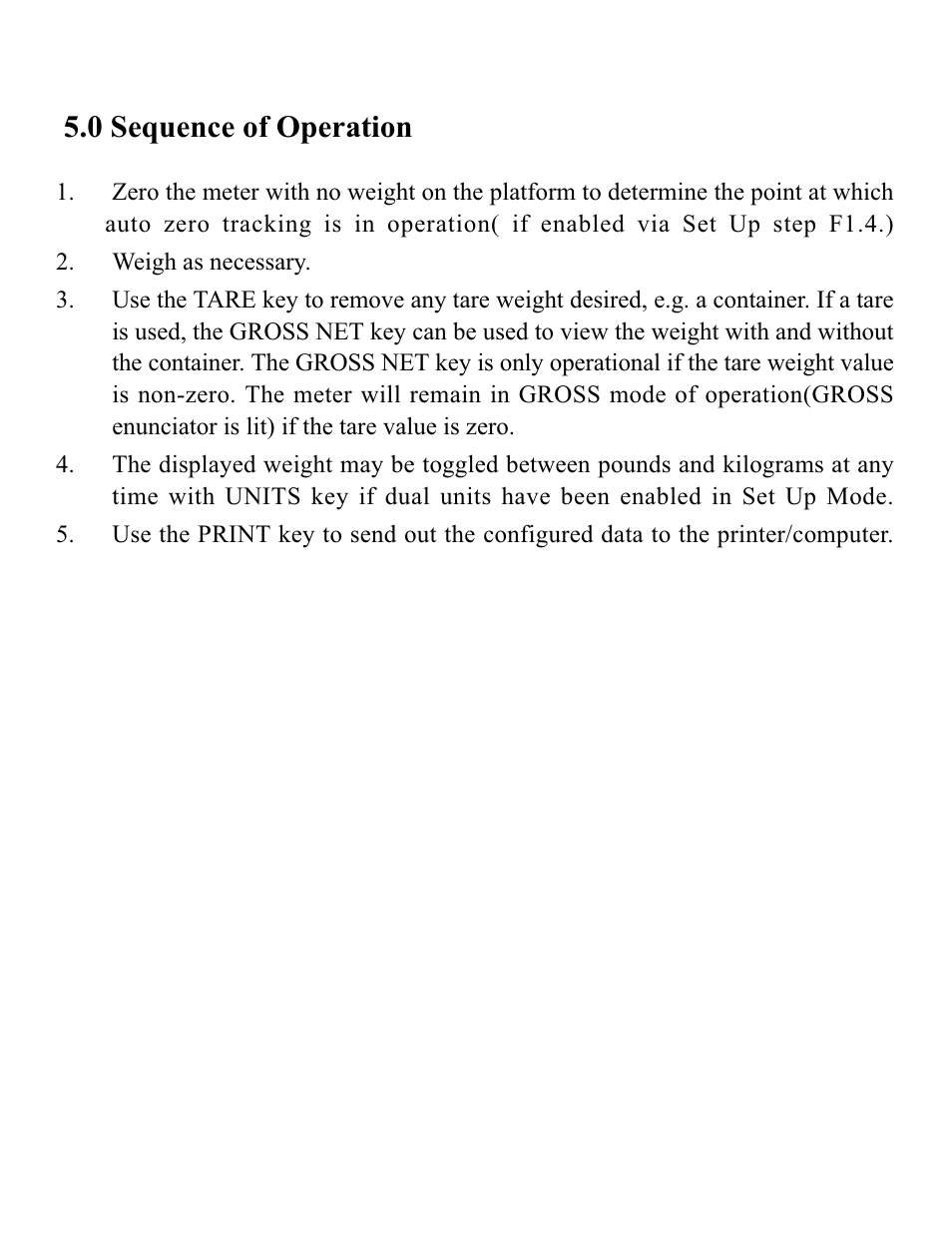 0 sequence of operation | Rice Lake DWM-IV Digital Weighmeter Model 5 User Manual | Page 20 / 30