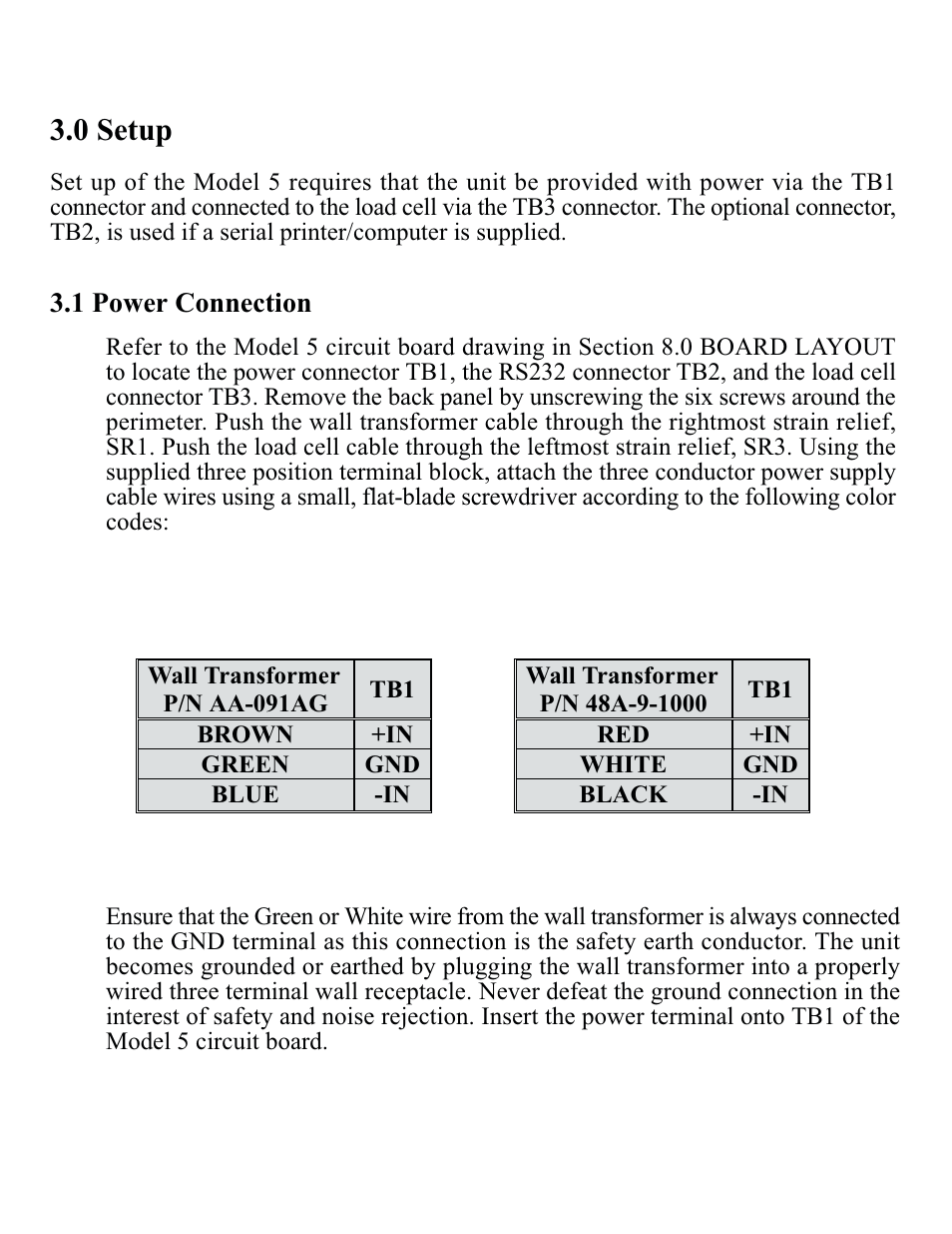 0 setup, 1 power connection | Rice Lake DWM-IV Digital Weighmeter Model 5 User Manual | Page 7 / 30