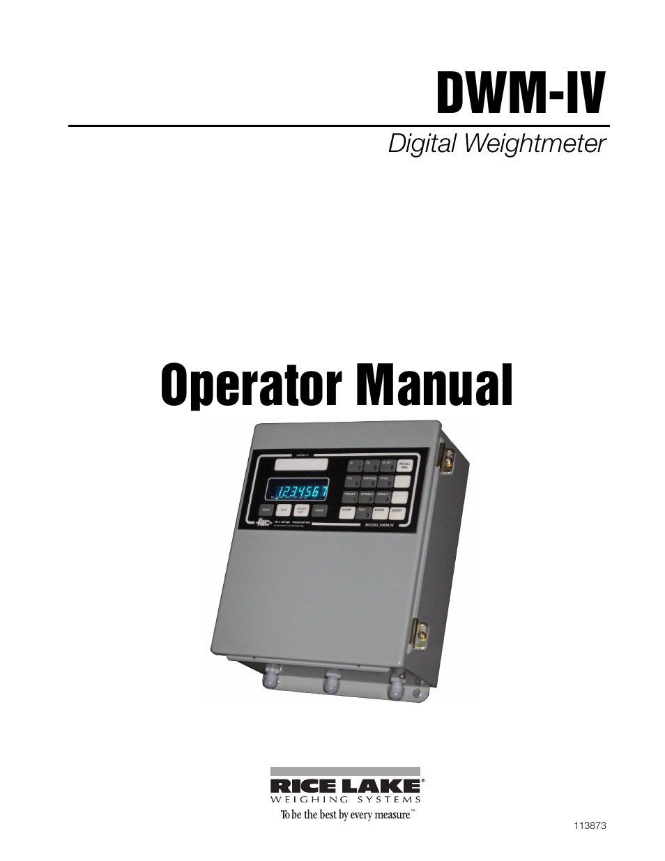 Rice Lake DWM-IV Weighmeter Standard Operators Manual User Manual | 62 pages