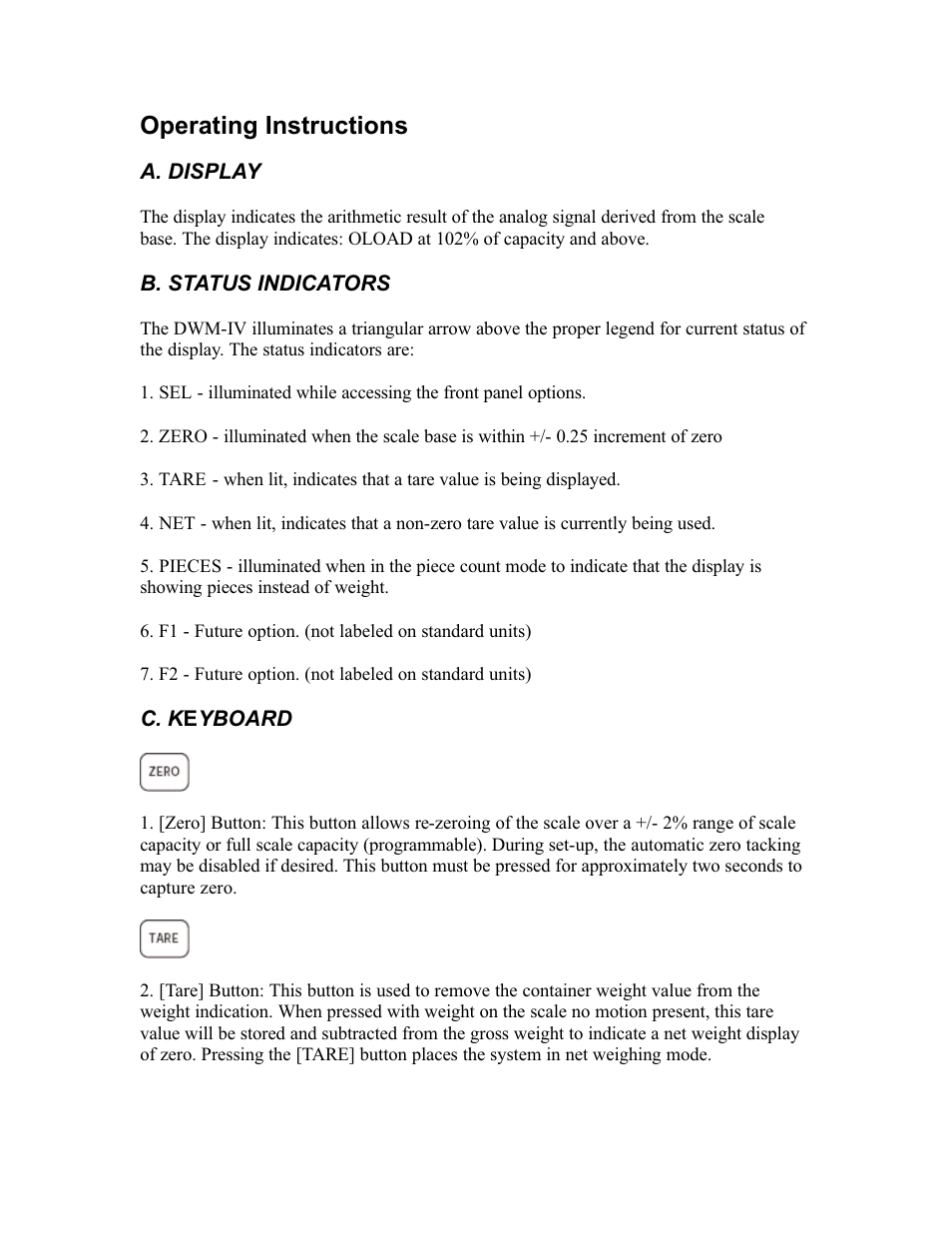 Operating instructions | Rice Lake DWM-IV Weighmeter Standard Operators Manual User Manual | Page 11 / 62