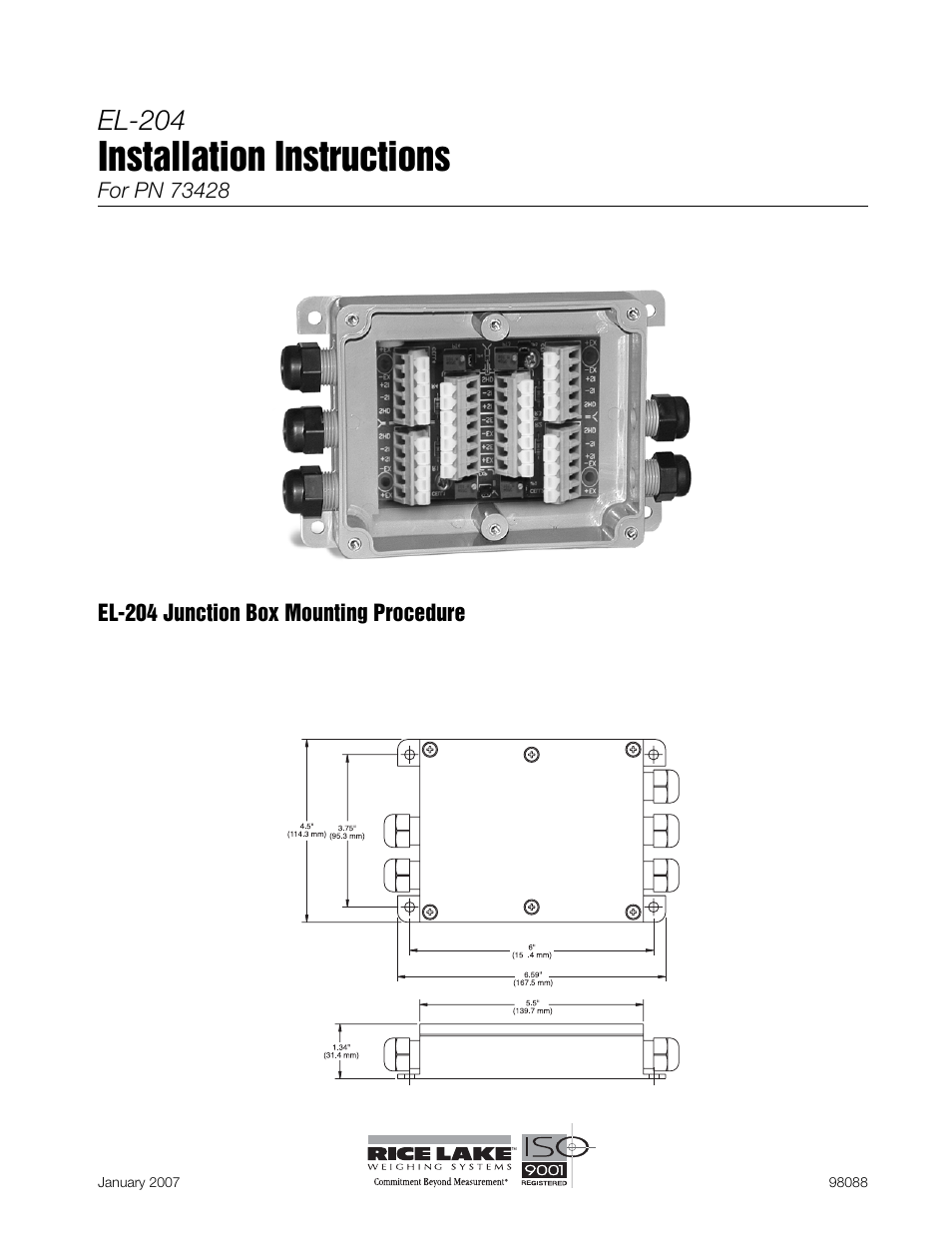 Rice Lake EL204 Signal Trim User Manual | 4 pages