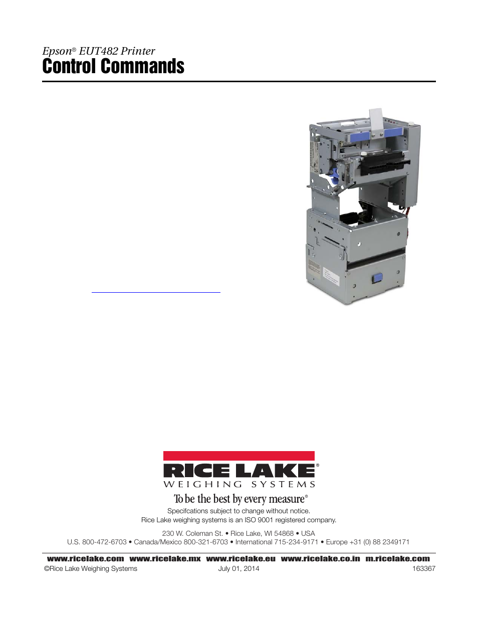 Rice Lake Kiosk Printers User Manual | 1 page