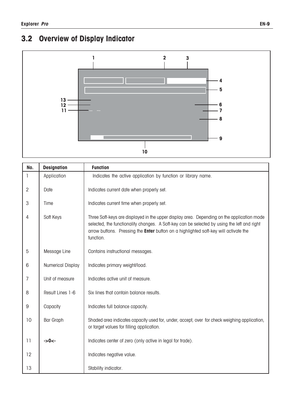 Lcd display, 2 overview of display indicator | Rice Lake Ohaus Explorer Pro High Capacity Instuction Manual User Manual | Page 13 / 60