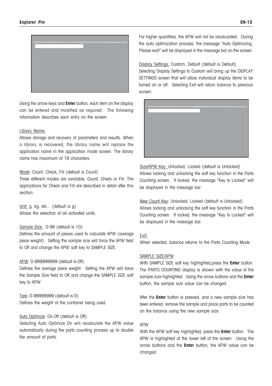 Average piece weight, Calibrate, Parts counting | Rice Lake Ohaus Explorer Pro High Capacity Instuction Manual User Manual | Page 17 / 60