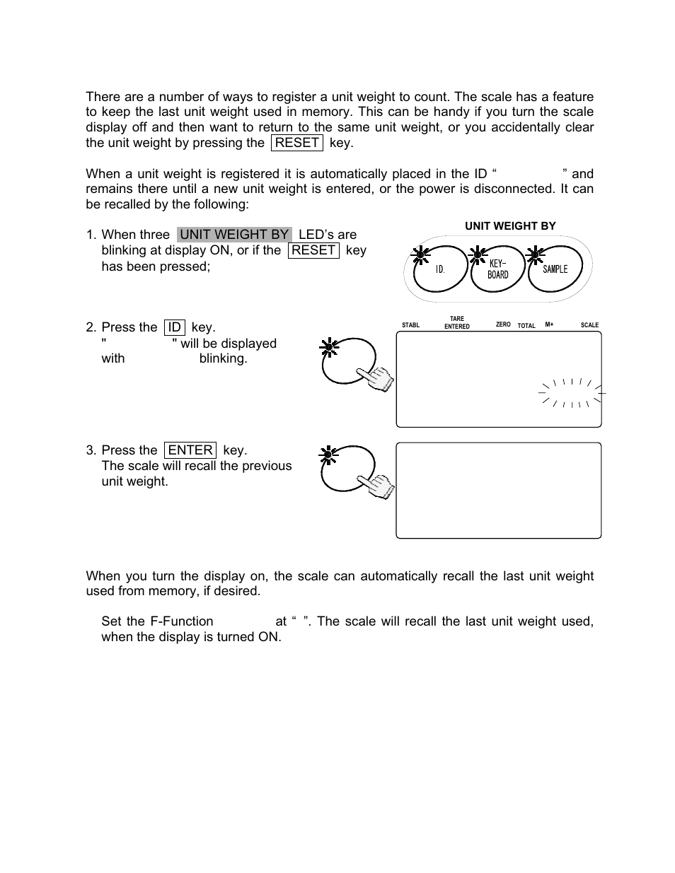 7. last unit weight used feature | Rice Lake FC-i/Si Series, A&D Weighing User Manual | Page 10 / 86