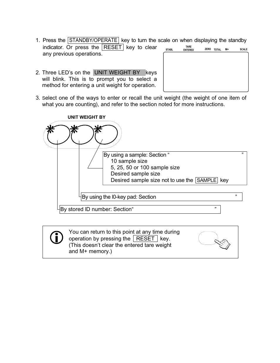 2. to start counting | Rice Lake FC-i/Si Series, A&D Weighing User Manual | Page 14 / 86