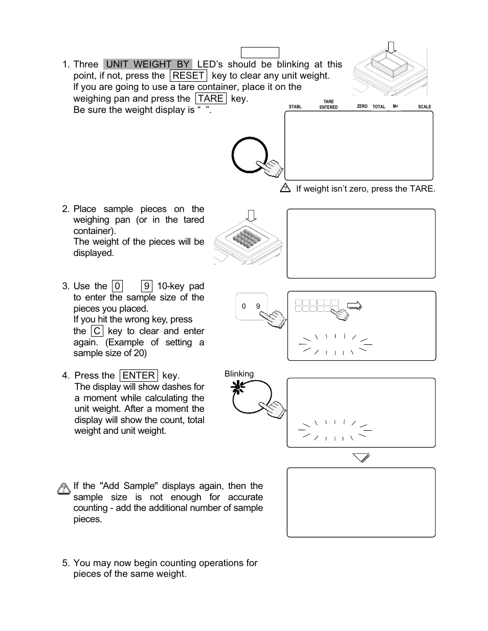 Desired sample size not using the | Rice Lake FC-i/Si Series, A&D Weighing User Manual | Page 18 / 86