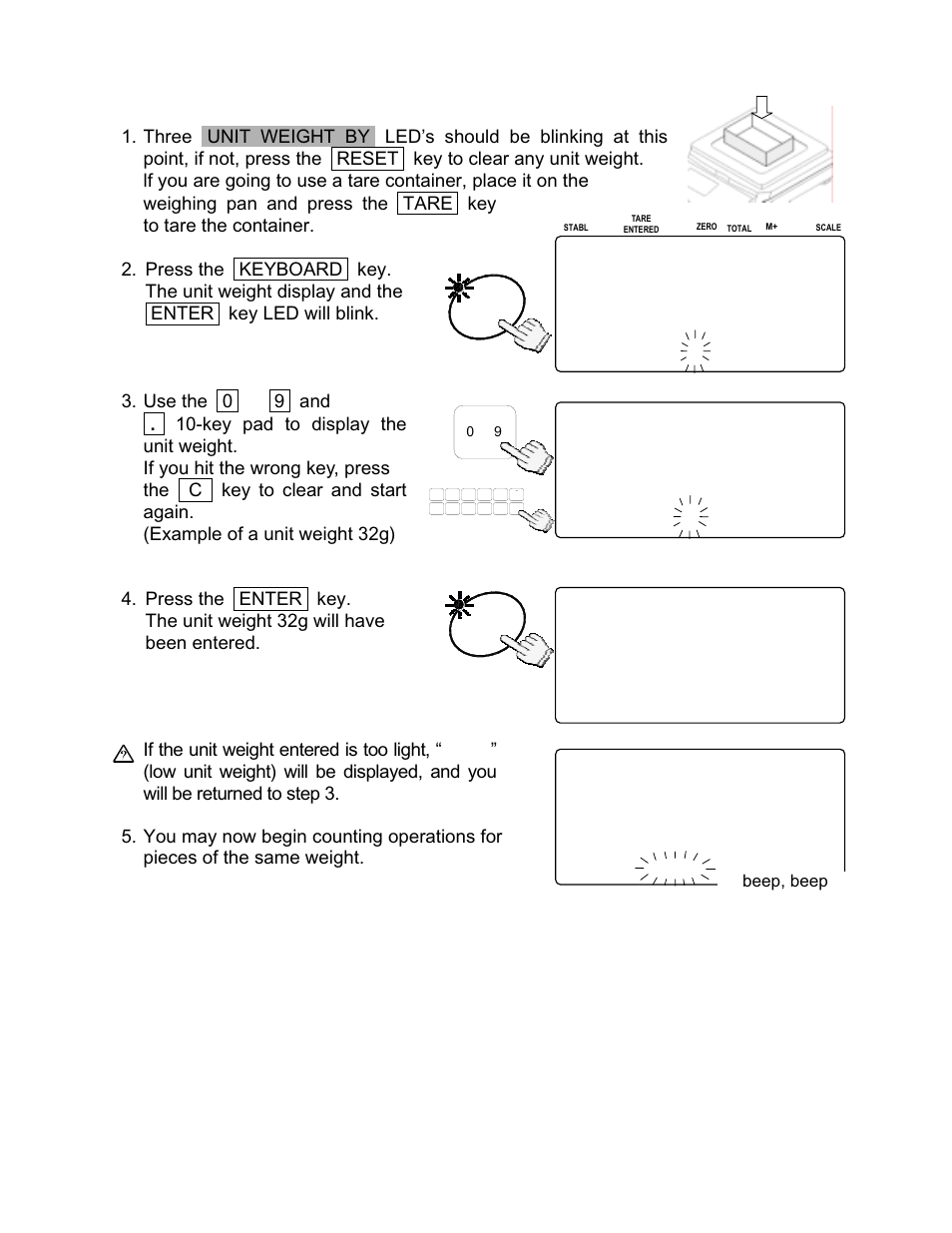4. unit weight by keyboard | Rice Lake FC-i/Si Series, A&D Weighing User Manual | Page 19 / 86