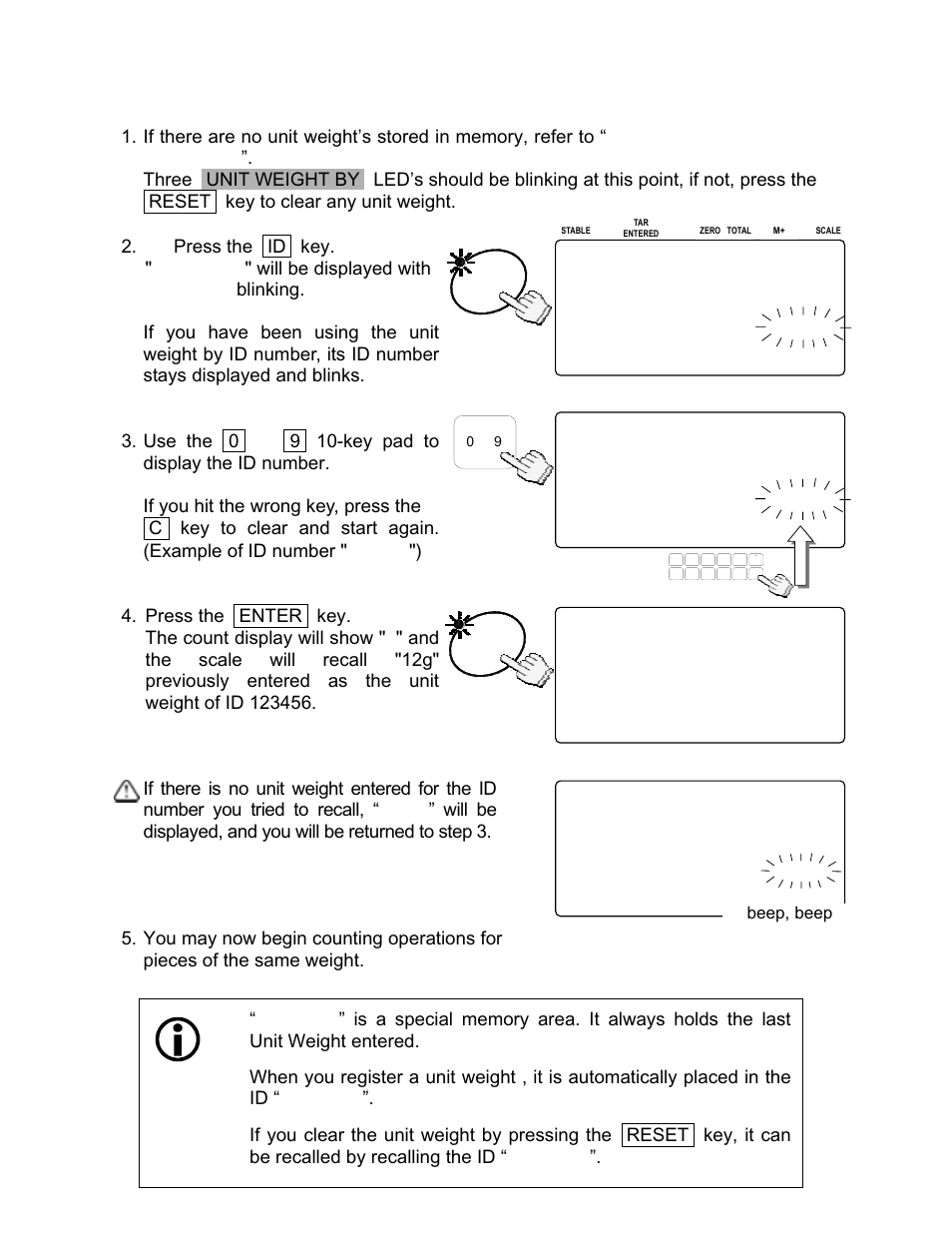 5. unit weight by id number | Rice Lake FC-i/Si Series, A&D Weighing User Manual | Page 20 / 86