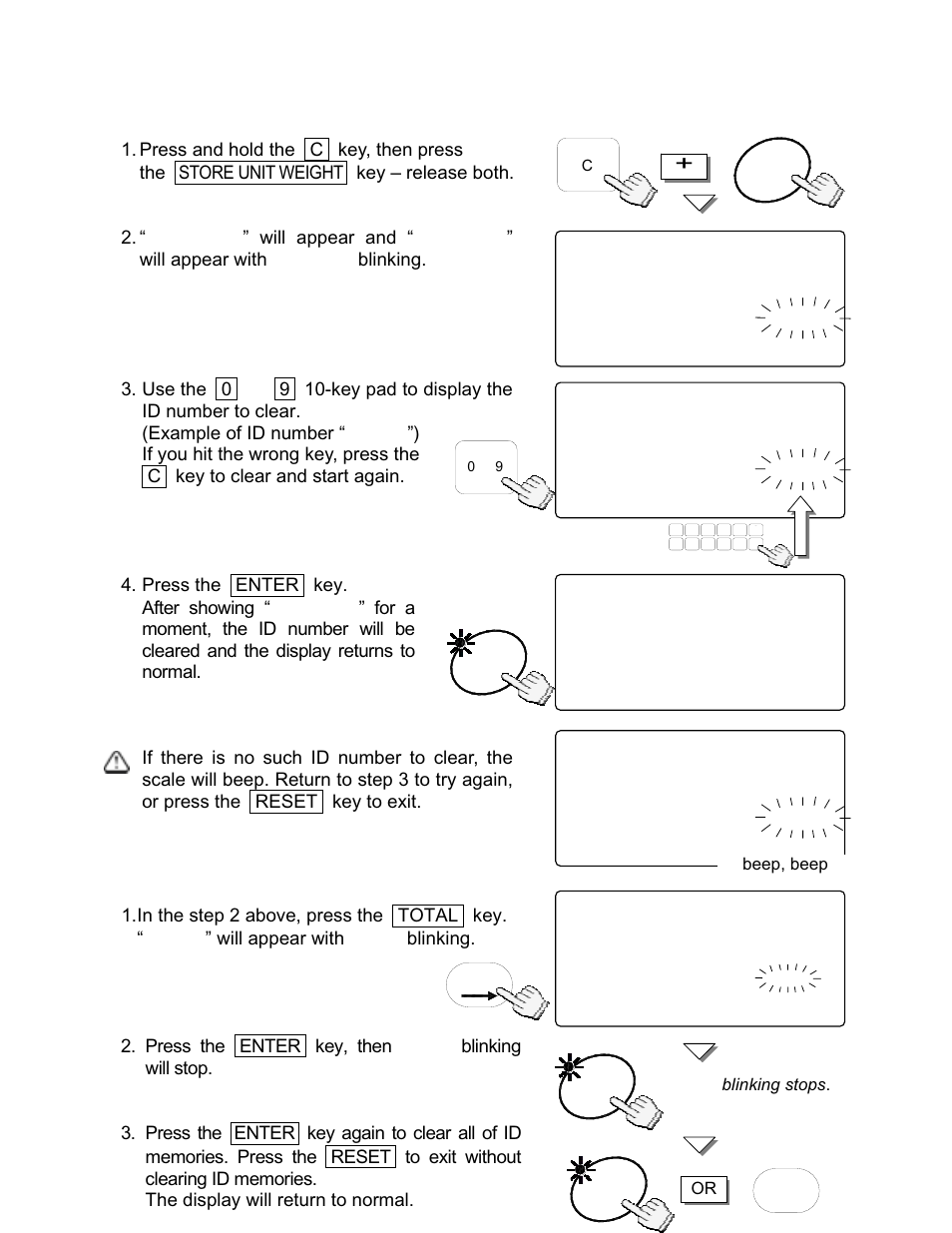 2. clearing a stored unit weight | Rice Lake FC-i/Si Series, A&D Weighing User Manual | Page 24 / 86