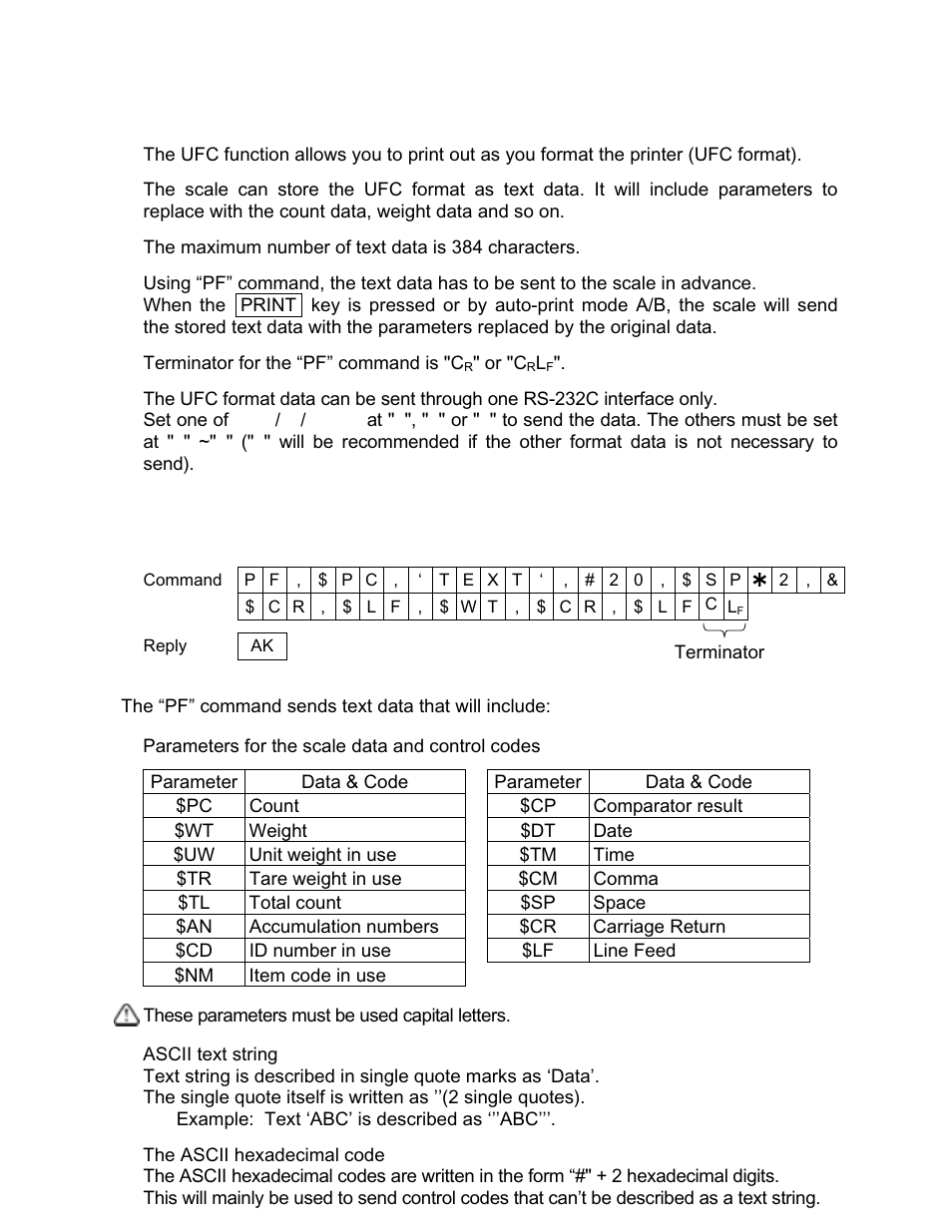 7. using ufc (universal flex coms) function | Rice Lake FC-i/Si Series, A&D Weighing User Manual | Page 61 / 86