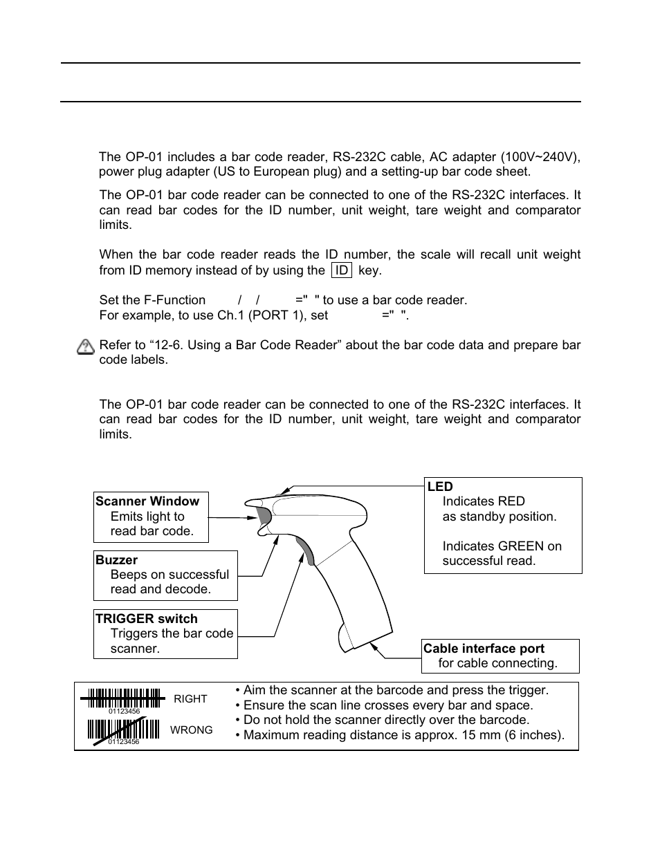 Options, 1. op-01 bar code reader | Rice Lake FC-i/Si Series, A&D Weighing User Manual | Page 64 / 86