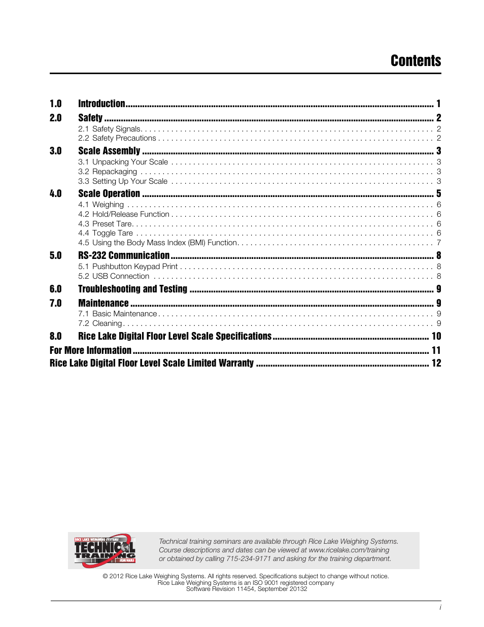 Rice Lake Floor Level Digital Physcian Scale (150-10-7) - RL150-10-7 Operation Instructions User Manual | Page 3 / 18