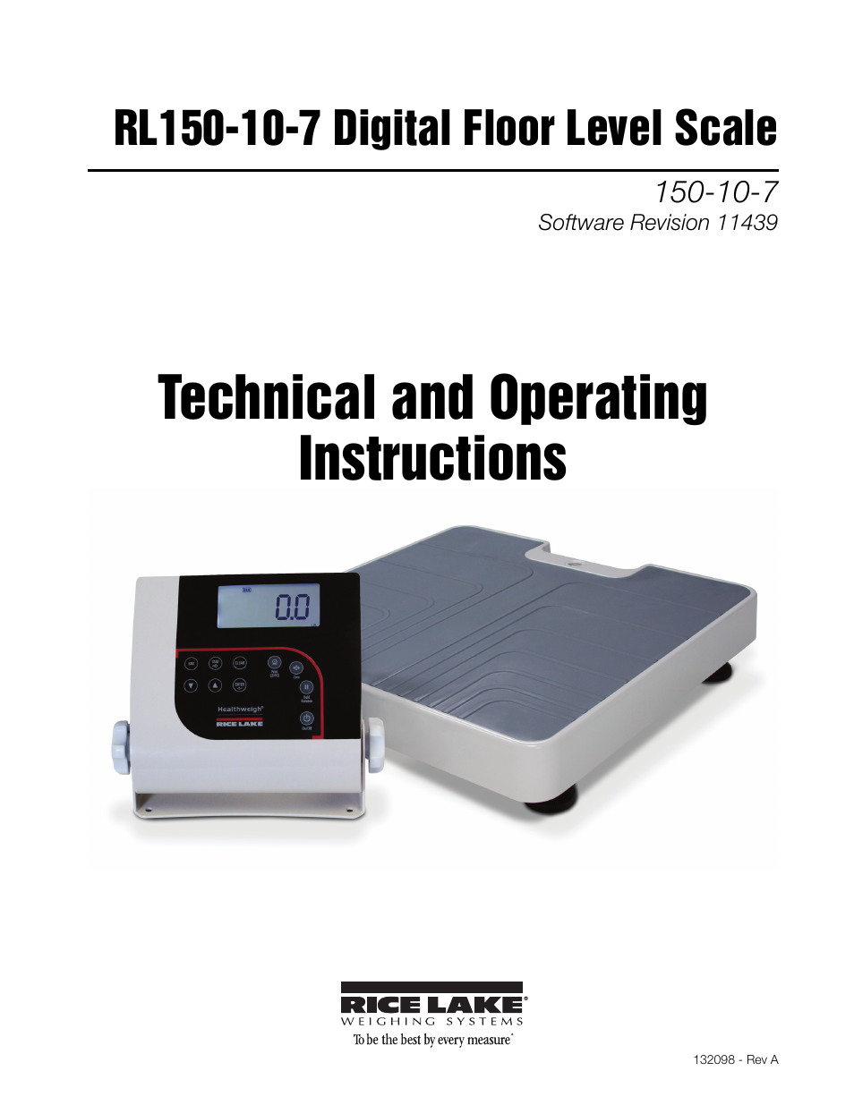 Rice Lake Floor Level Digital Physcian Scale (150-10-7) - RL150-10-7 Technical & Operation Instructions User Manual | 30 pages