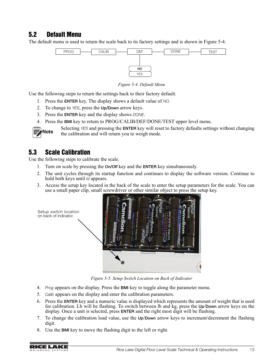 2 default menu, 3 scale calibration | Rice Lake Floor Level Digital Physcian Scale (150-10-7) - RL150-10-7 Technical & Operation Instructions User Manual | Page 17 / 30