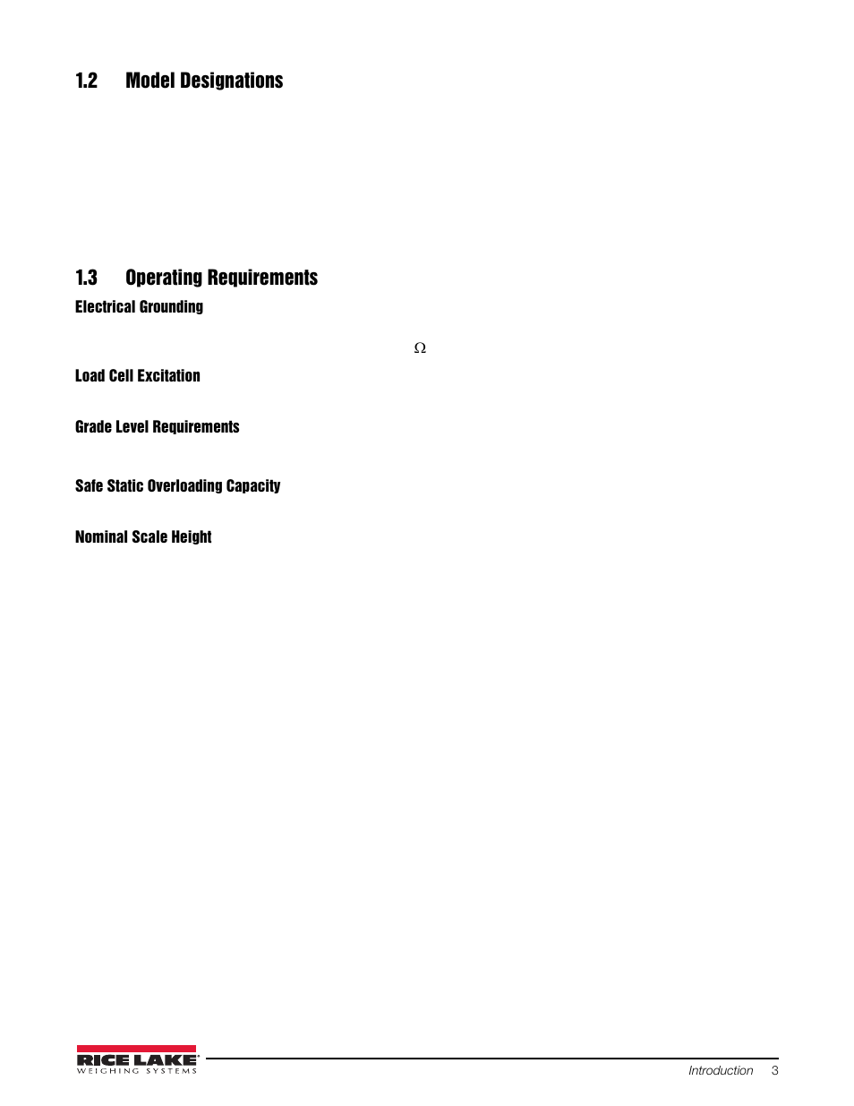 2 model designations, 3 operating requirements, 2 model designations 1.3 operating requirements | Rice Lake Washdown User Manual | Page 7 / 26