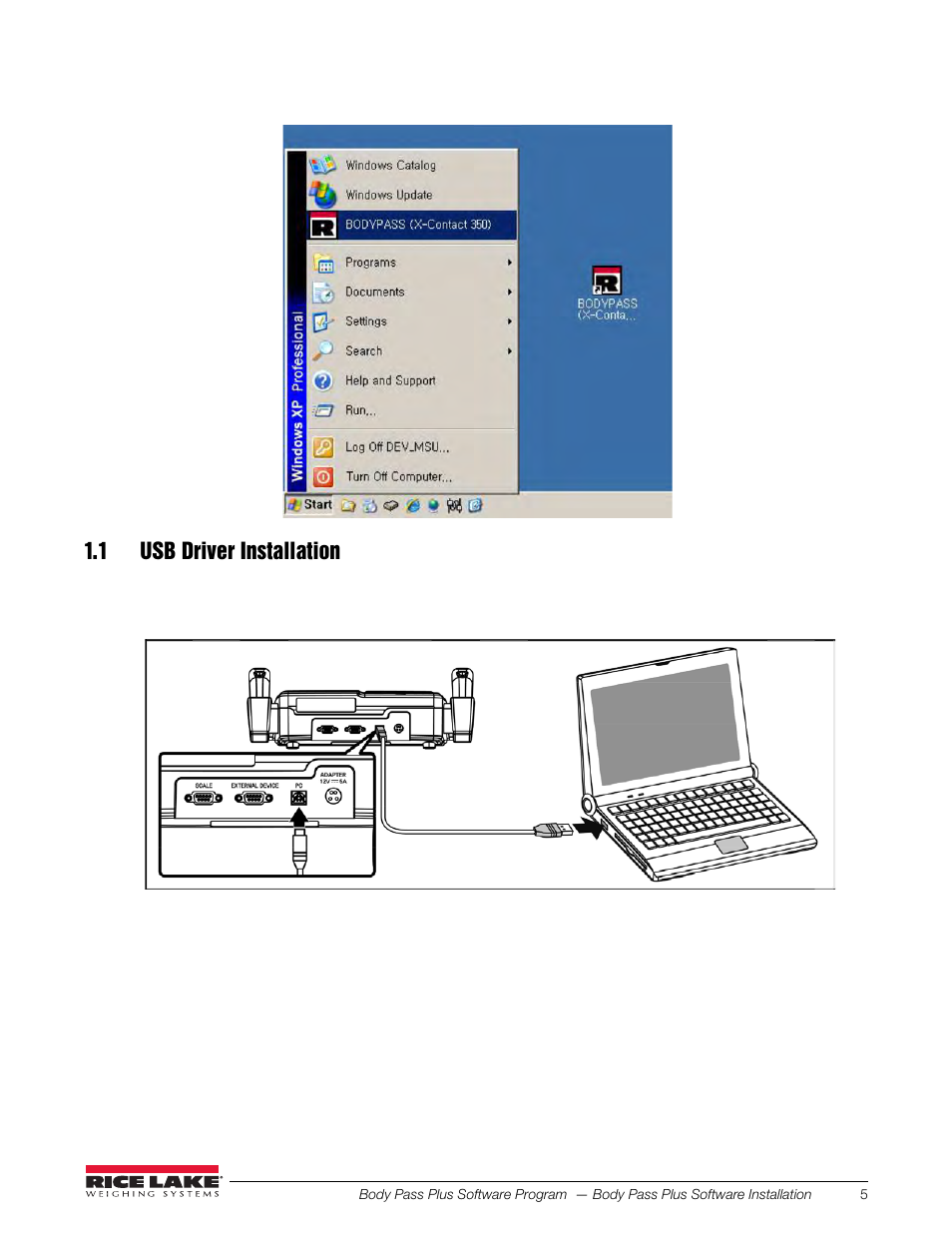 1 usb driver installation | Rice Lake Upper Body Single Frequency Composition Analyzer - D1000-2 - Pass Plus Software User Manual | Page 9 / 38