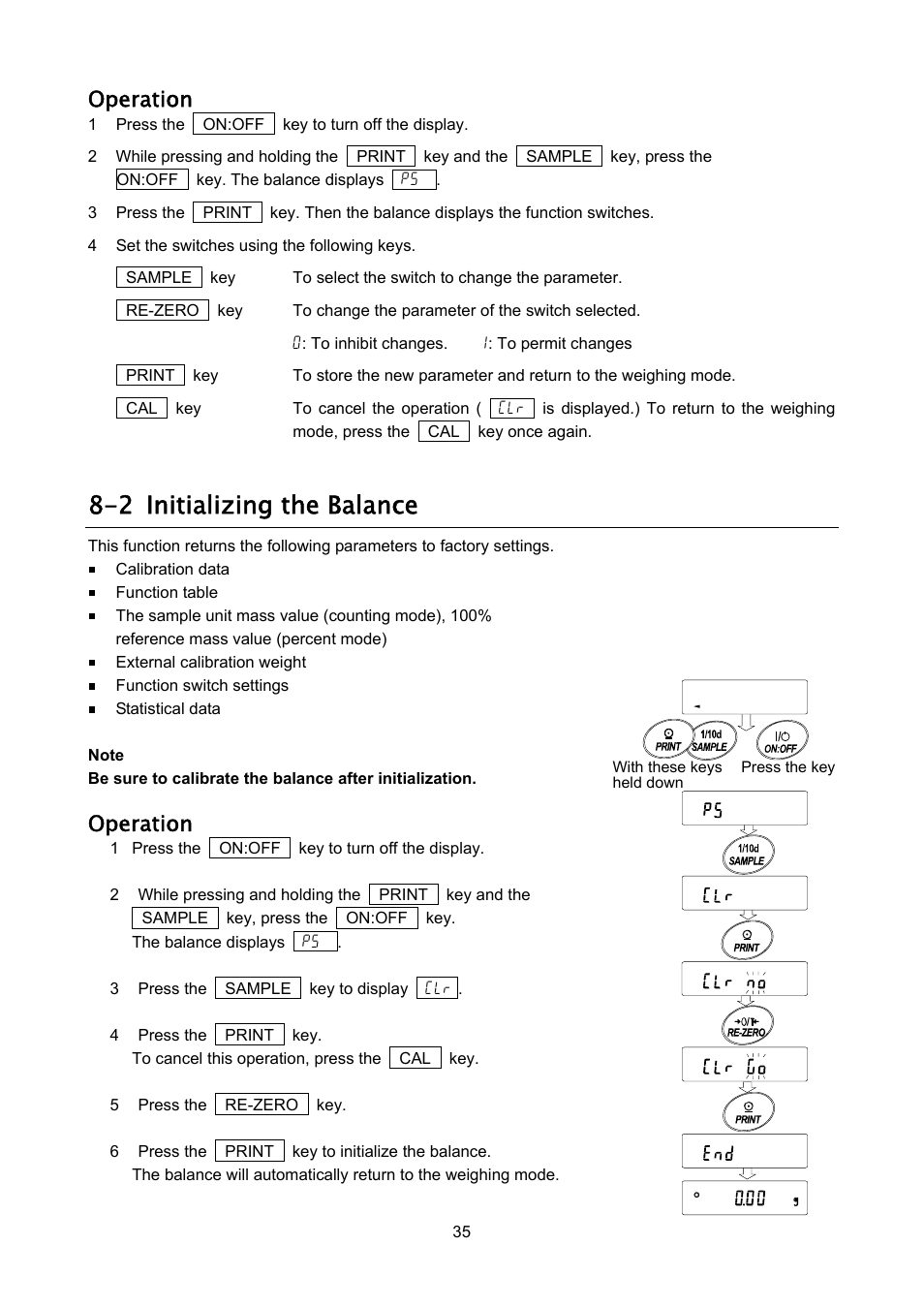 2 initializing the balance, Operation | Rice Lake FX-i WP Series, A&D Weighing User Manual | Page 37 / 80