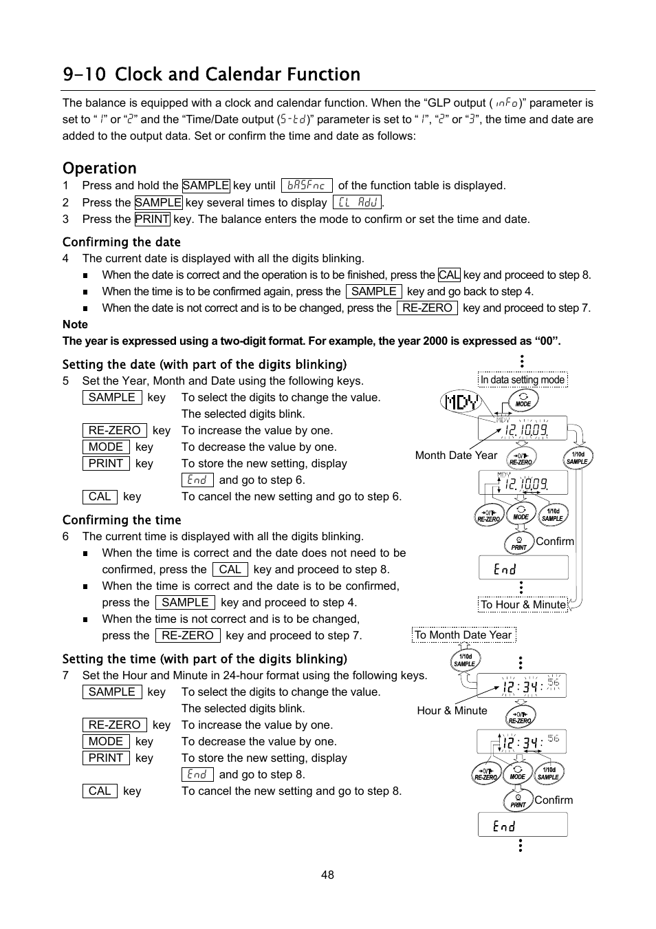 10 clock and calendar function, Operation | Rice Lake FX-i WP Series, A&D Weighing User Manual | Page 50 / 80