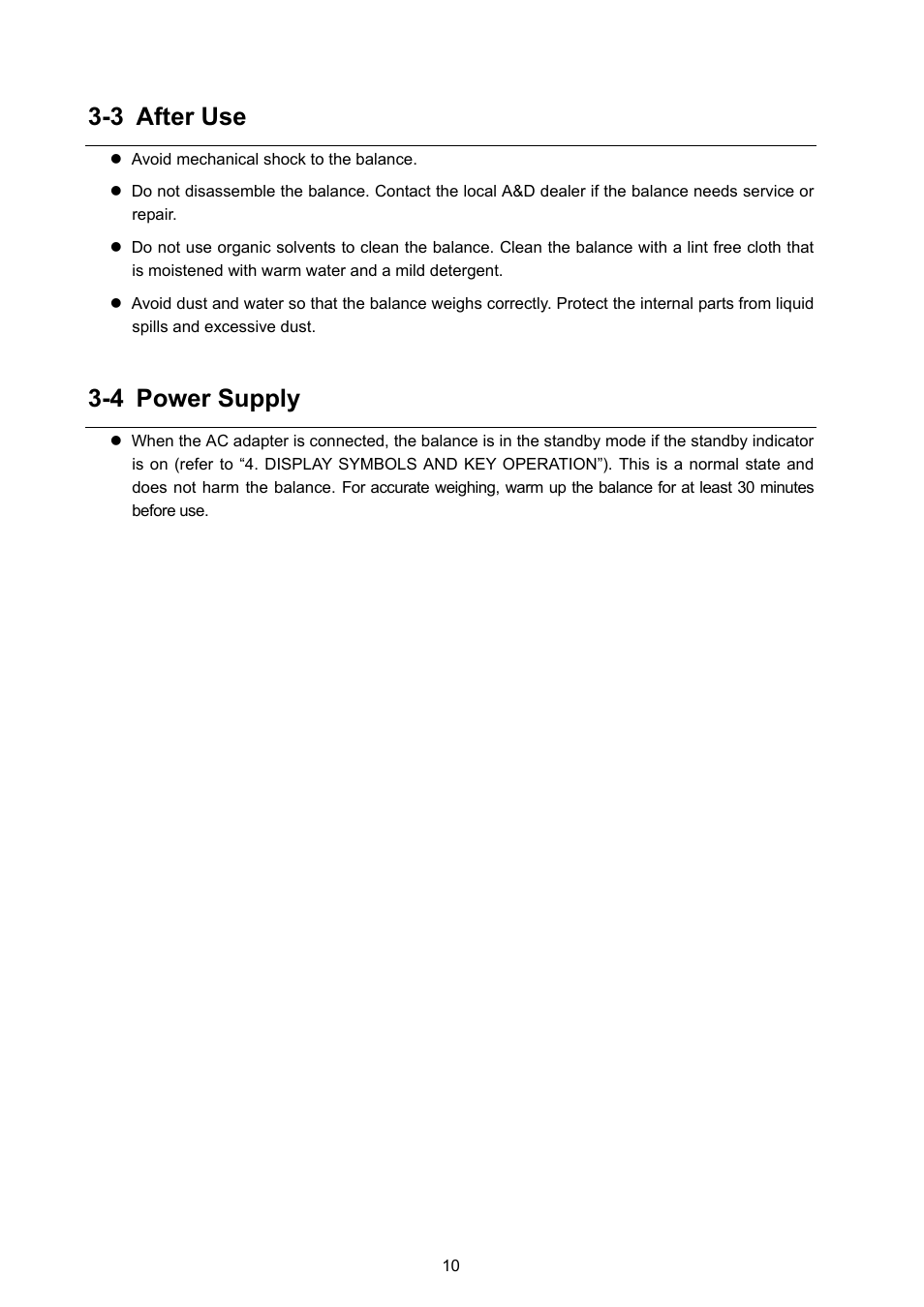 3 after use, 4 power supply | Rice Lake GF Series, A&D Weighing User Manual | Page 12 / 82