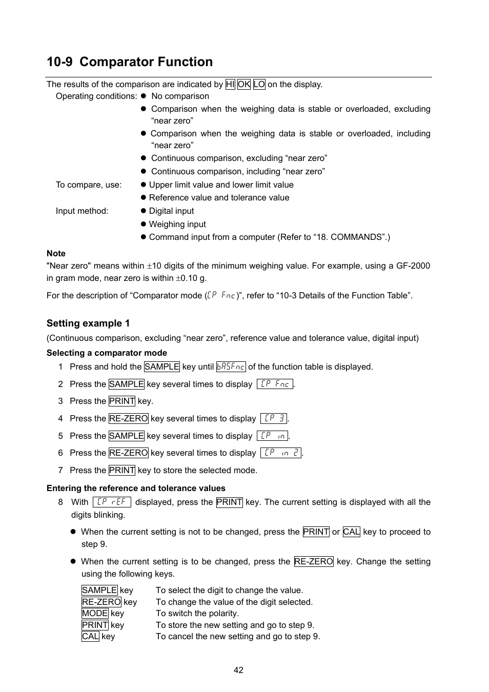 9 comparator function | Rice Lake GF Series, A&D Weighing User Manual | Page 44 / 82