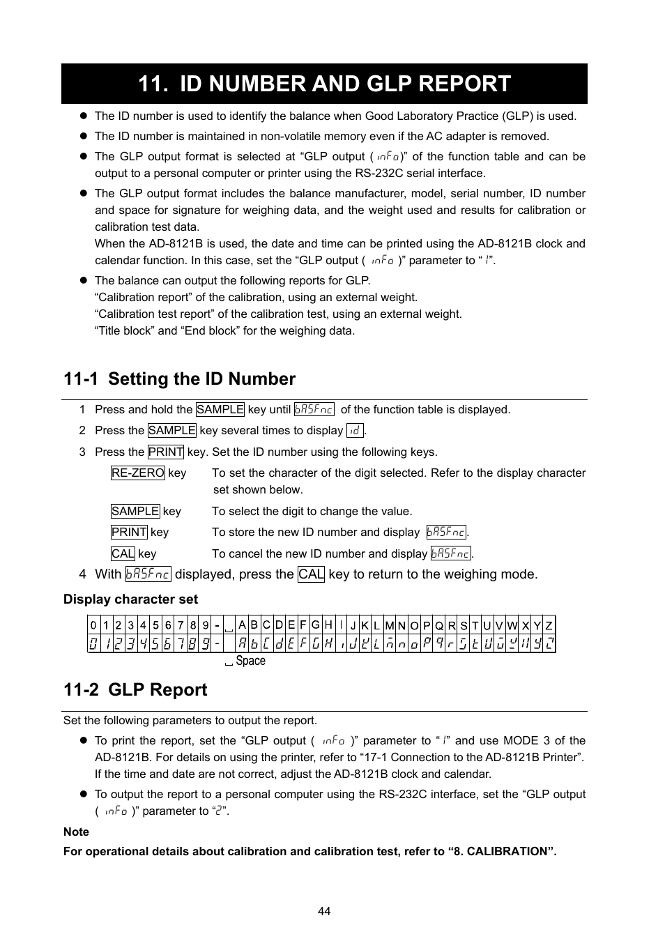 Id number and glp report, 1 setting the id number, 2 glp report | Rice Lake GF Series, A&D Weighing User Manual | Page 46 / 82