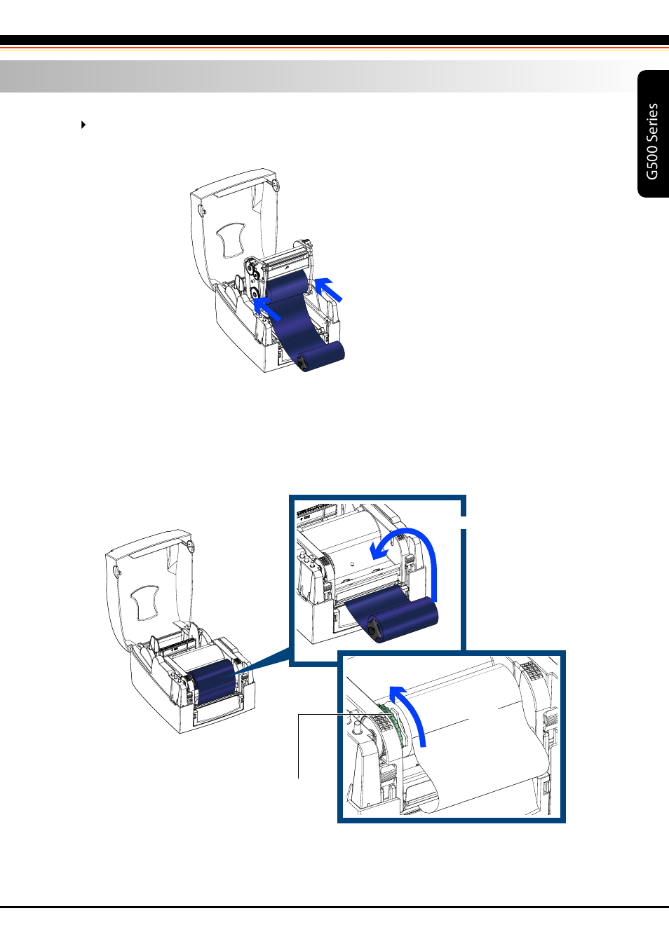 3_g500 user manual_printer setup_ribbon_02, G500 s er ies | Rice Lake GoDEX G500 Direct Thermal/Thermal Transfer Label Printer User Manual | Page 10 / 47