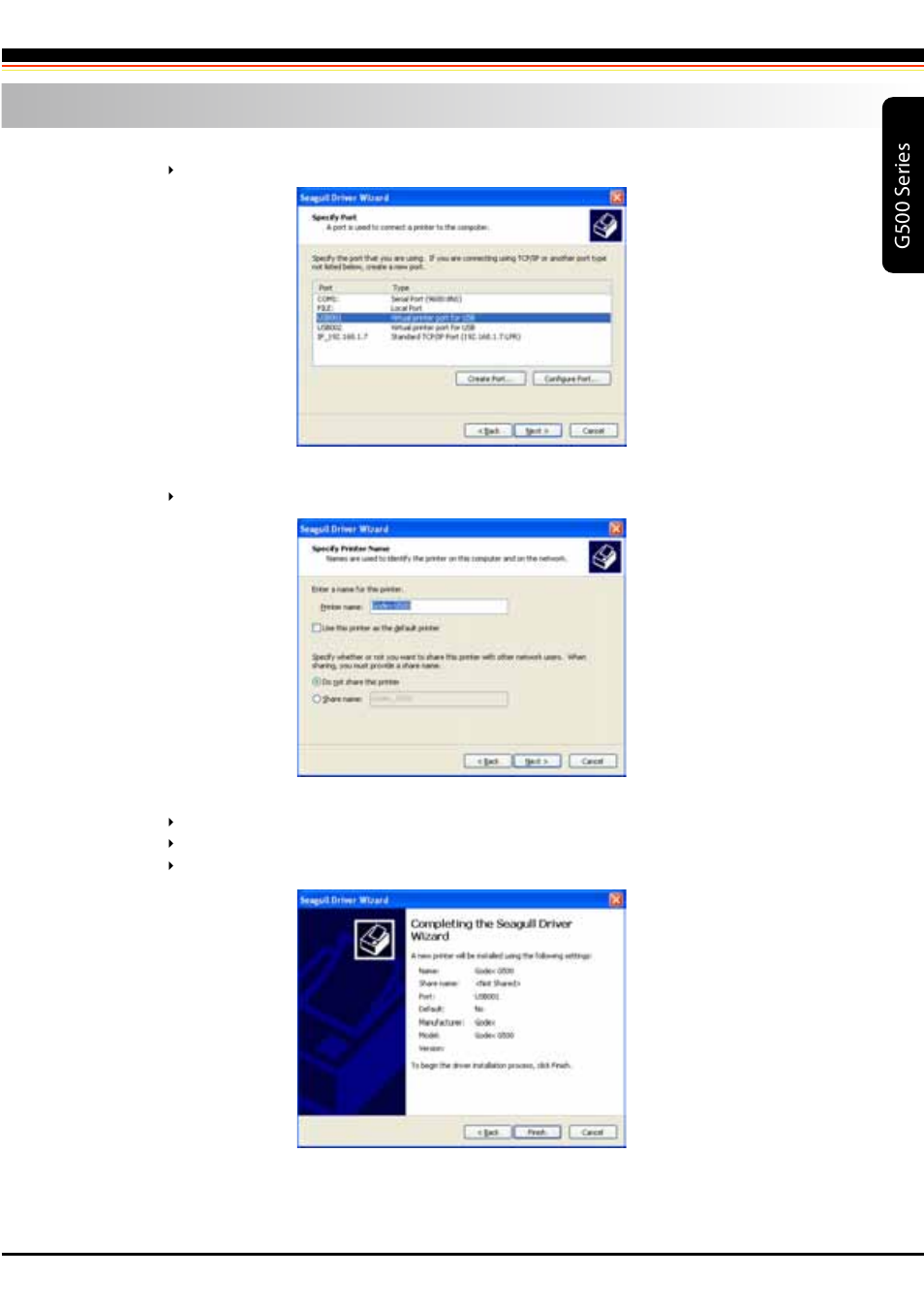 10_g500 user manual_printer setup_driver_02, G500 s er ies | Rice Lake GoDEX G500 Direct Thermal/Thermal Transfer Label Printer User Manual | Page 17 / 47