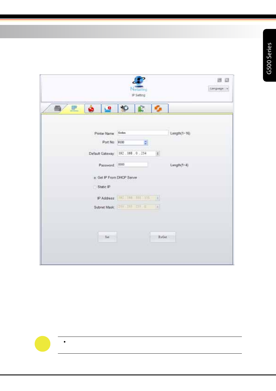 3_g500 user manual_netsetting_introduction_02, G500 s er ies | Rice Lake GoDEX G500 Direct Thermal/Thermal Transfer Label Printer User Manual | Page 24 / 47