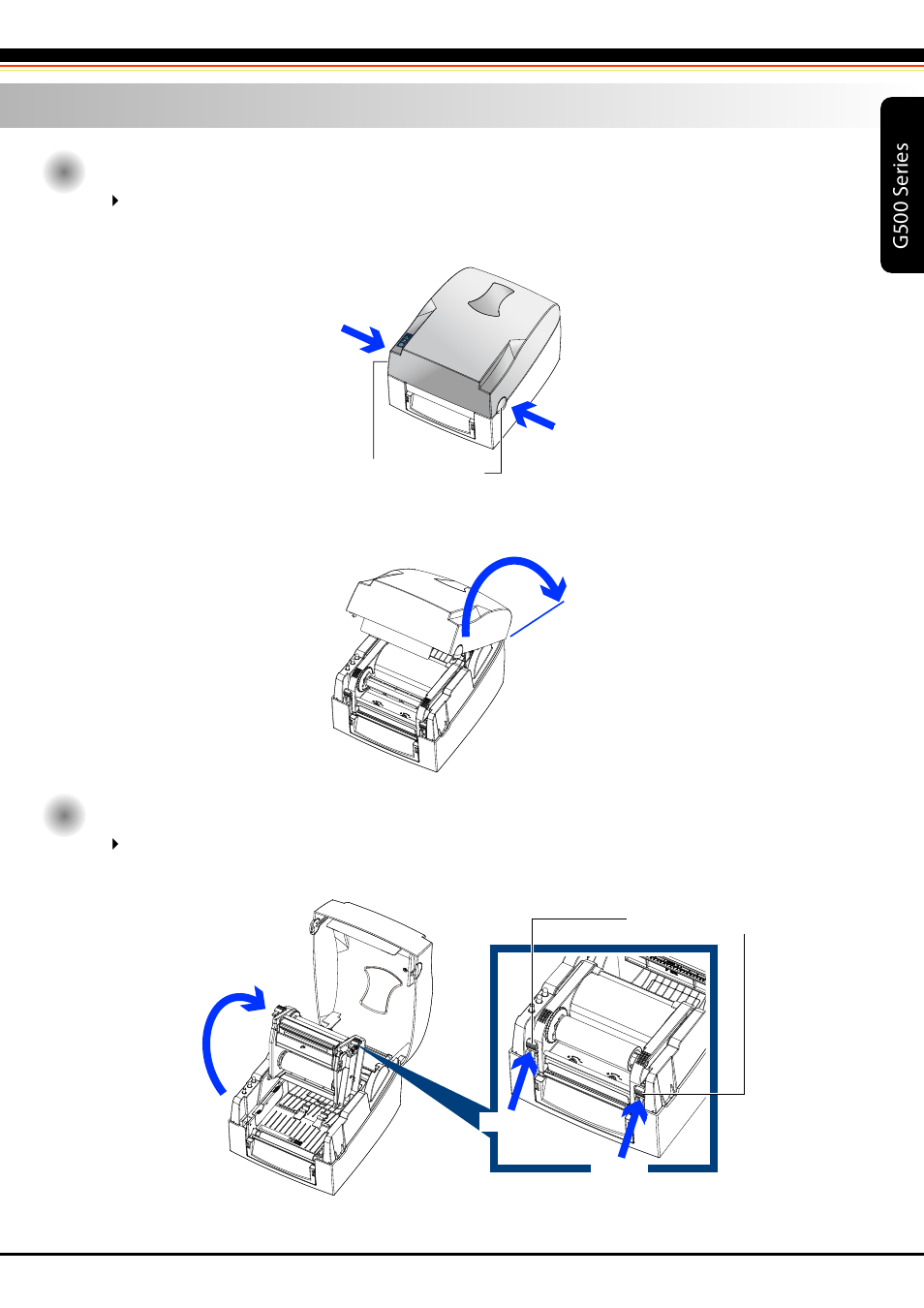 1_g500 user manual_printer setup_open cov&mec_01, G500 s er ies, 2 printer setup | Rice Lake GoDEX G500 Direct Thermal/Thermal Transfer Label Printer User Manual | Page 8 / 47