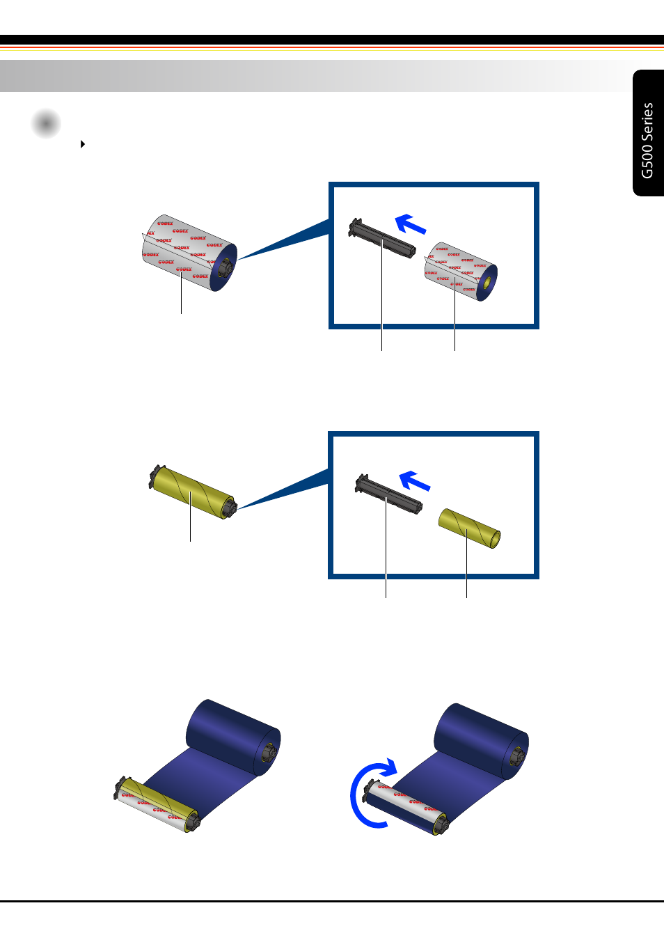 2_g500 user manual_printer setup_ribbon_01, G500 s er ies, 2 printer setup | Rice Lake GoDEX G500 Direct Thermal/Thermal Transfer Label Printer User Manual | Page 9 / 47