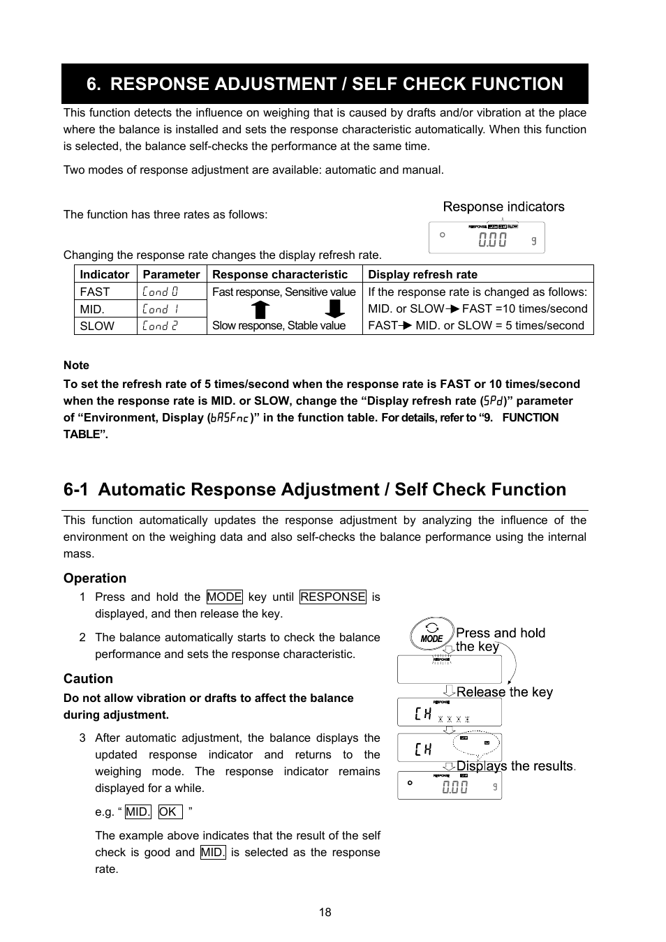 Response adjustment / self check function | Rice Lake GX Series, A&D Weighing User Manual | Page 20 / 86