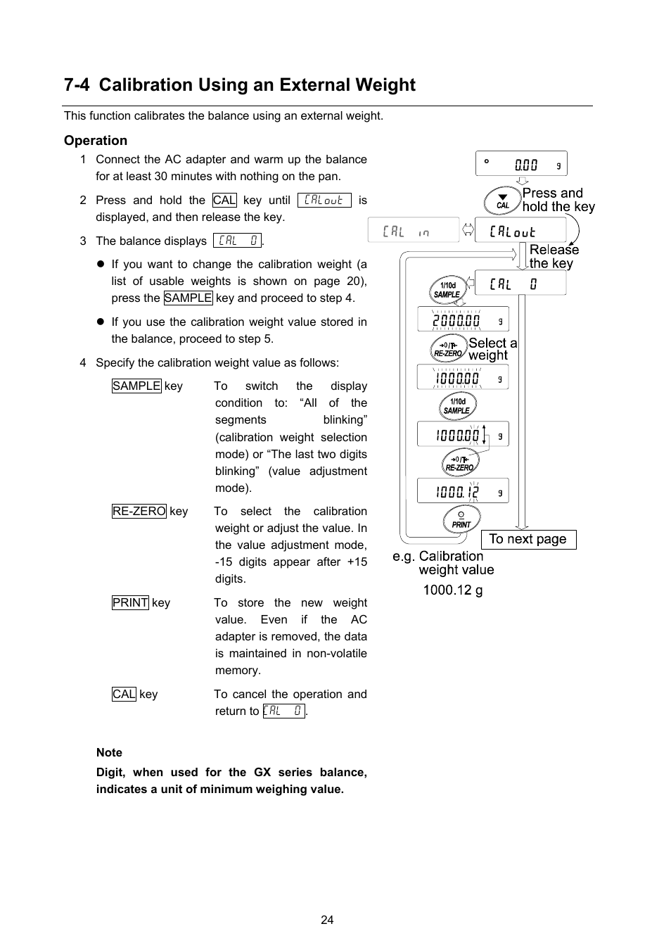 4 calibration using an external weight | Rice Lake GX Series, A&D Weighing User Manual | Page 26 / 86